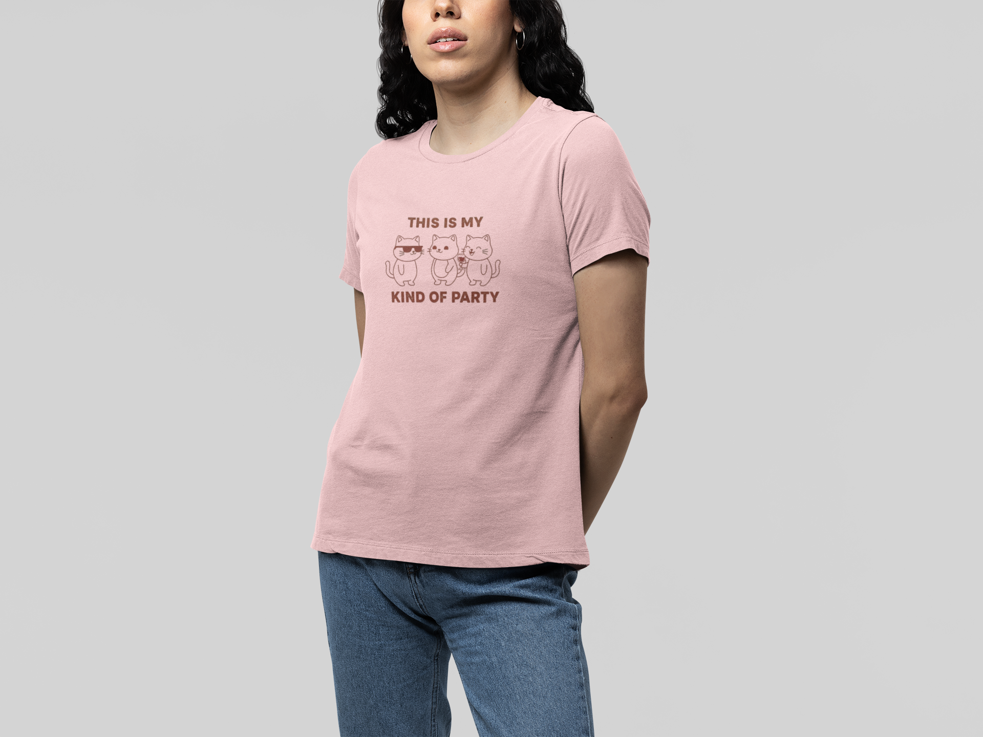 T-Shirt This Is My Kind of Party Cat Shirt – Funny Cartoon Wine T-Shirt