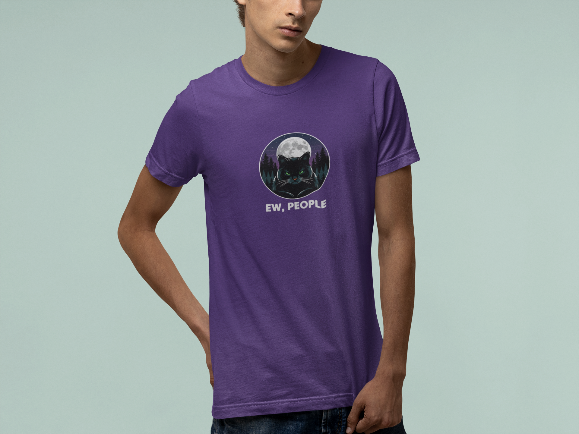 T-Shirt Ew People Cat Shirt – Lunar Night Funny Introvert T-Shirt