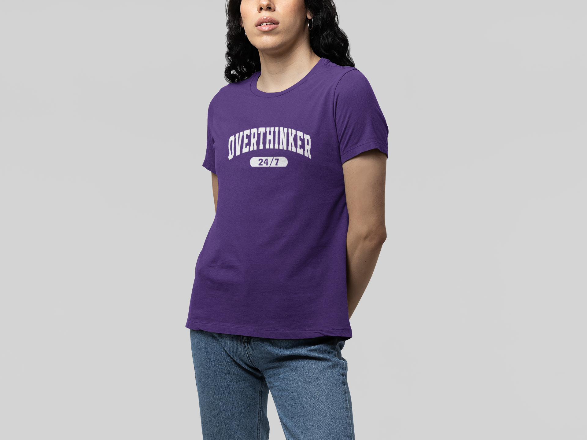 T-Shirt Overthinker 24/7 Shirt – Funny Distressed Collegiate Graphic Tee