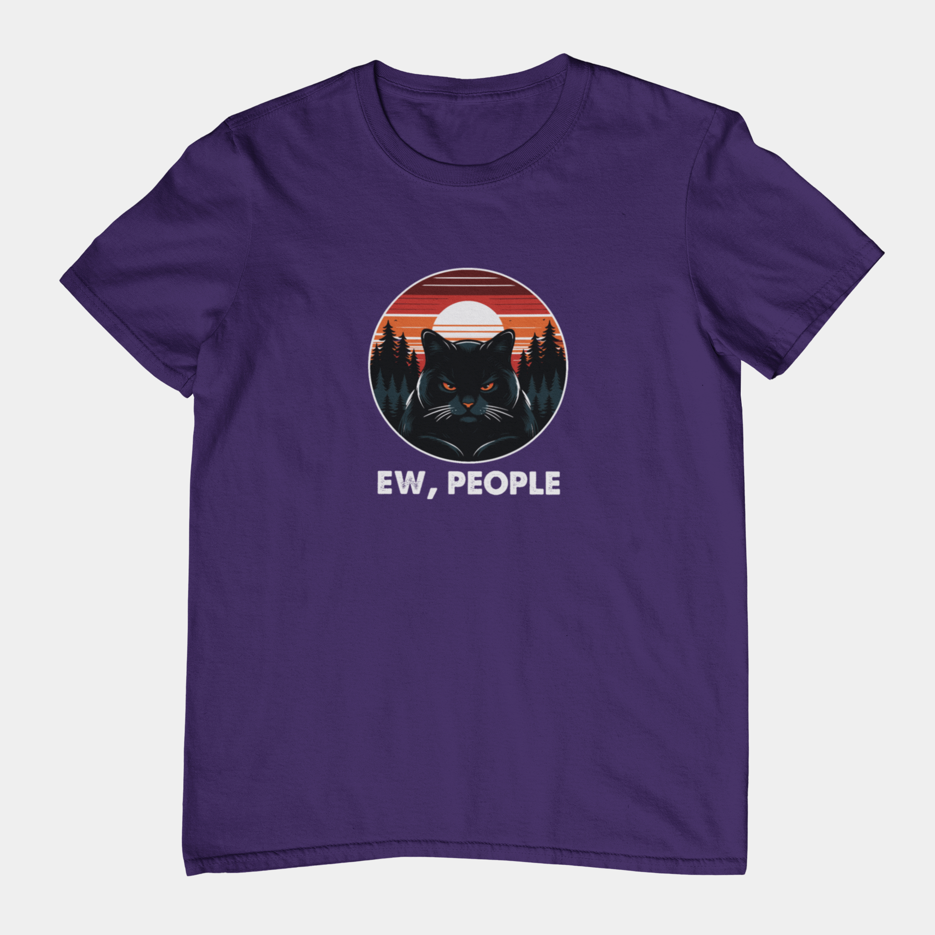 T-Shirt Ew People Cat Shirt – Vintage Sunset Funny Introvert T-Shirt