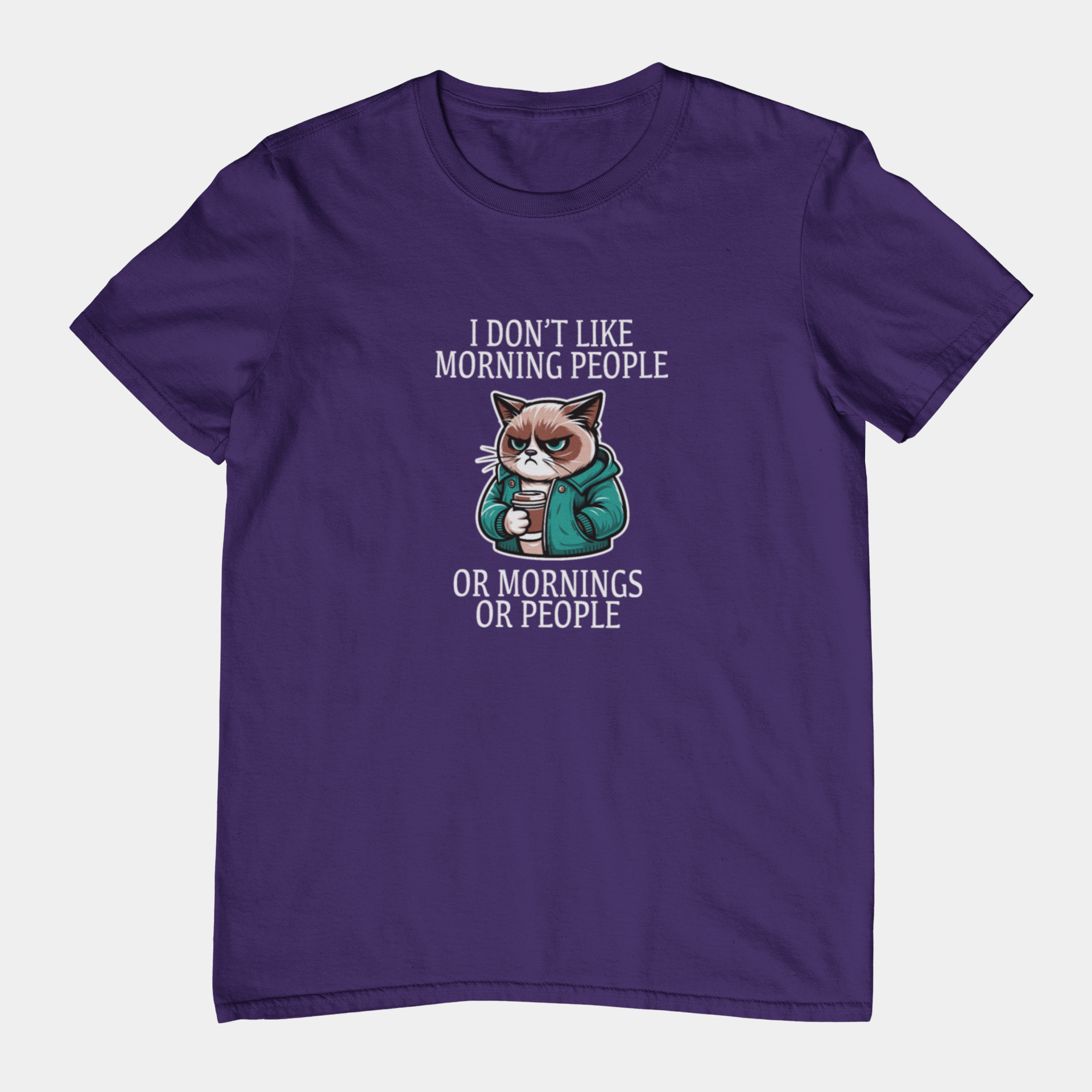 T-Shirt I Don’t Like Morning People Cat Shirt – Funny Coffee Grumpy Tee