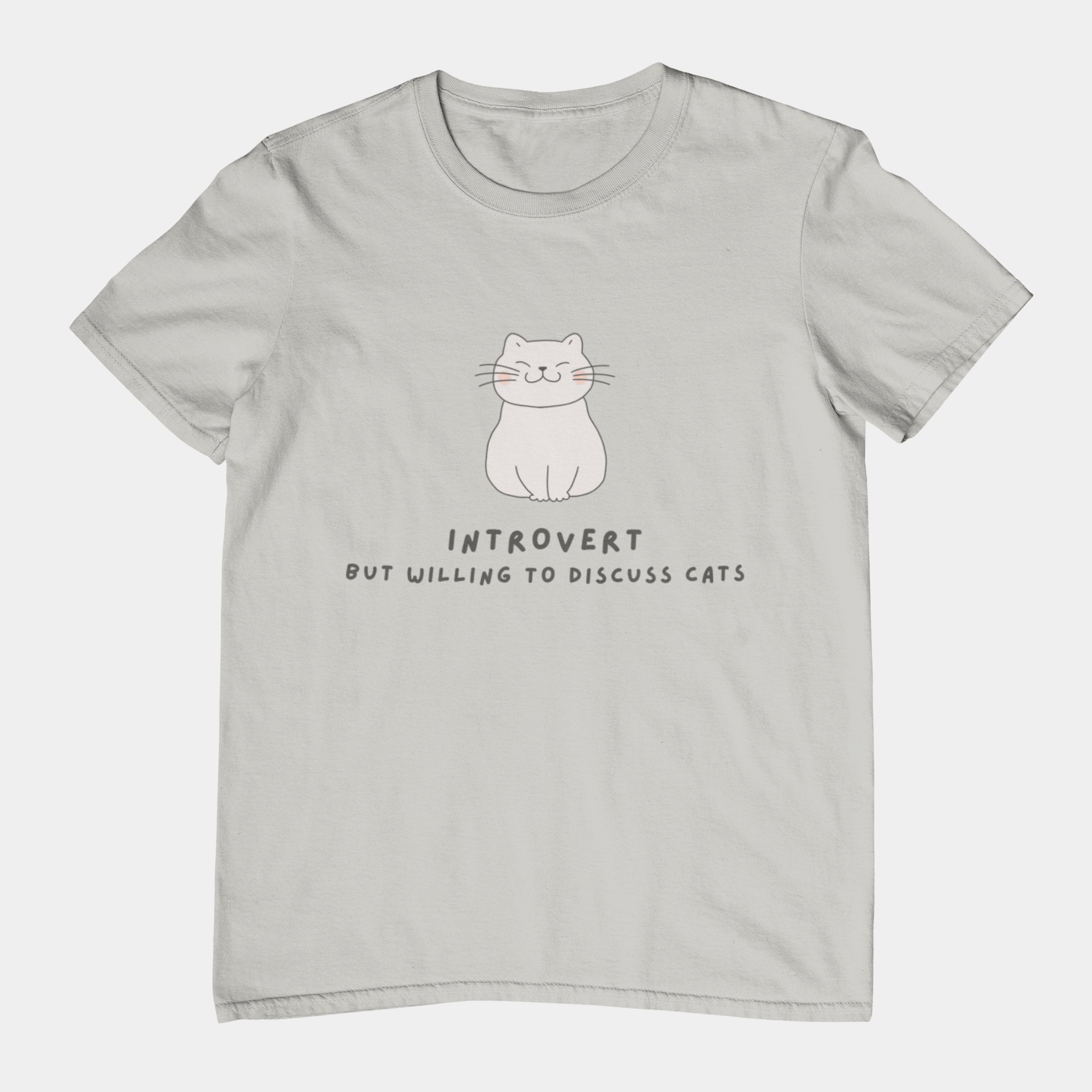 T-Shirt Introvert But Willing to Discuss Cats T-Shirt – Cute Kawaii Cat Tee