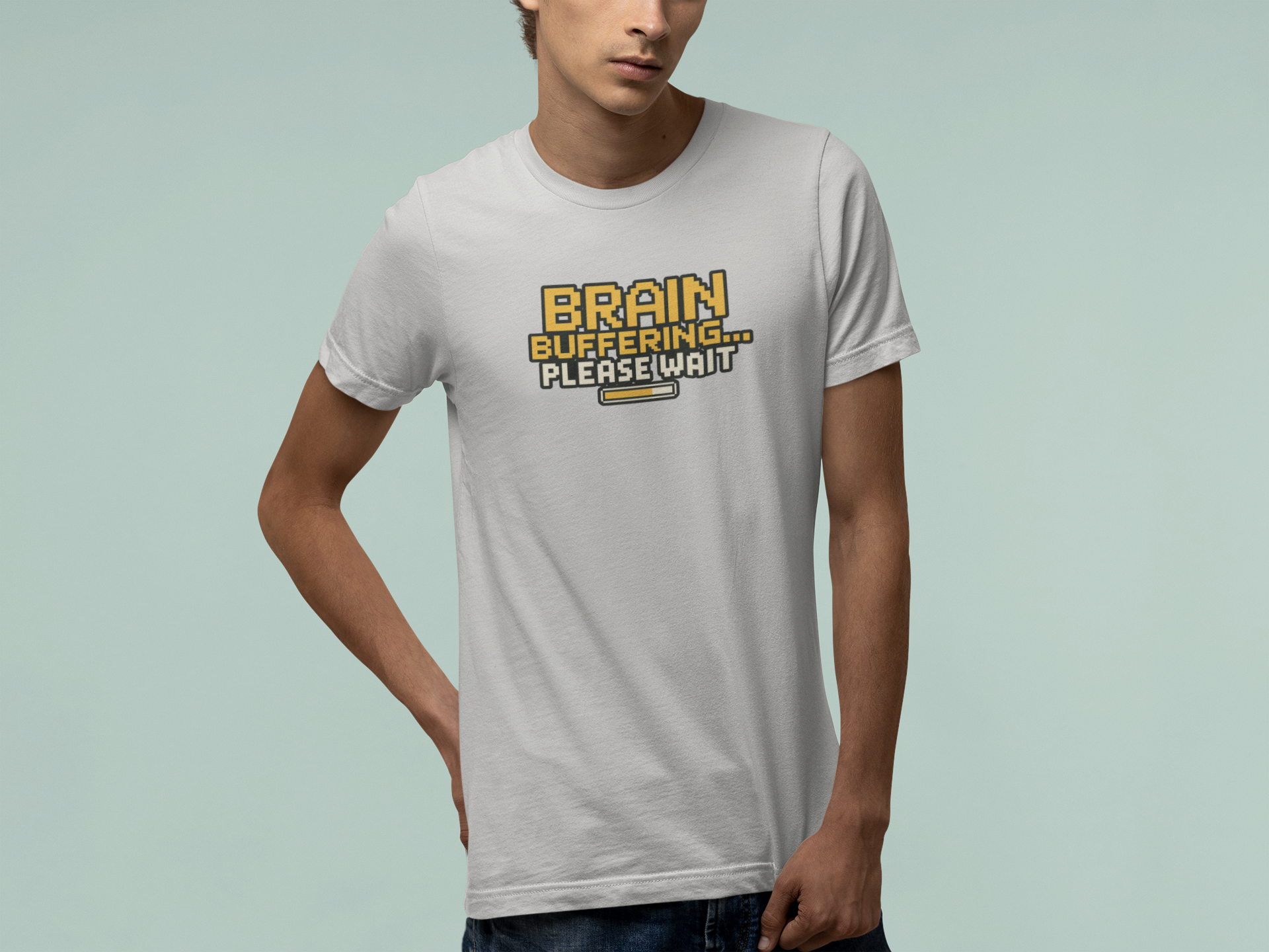 T-Shirt BRAIN BUFFERING Retro Pixel ADHD Loading Screen Graphic T-Shirt