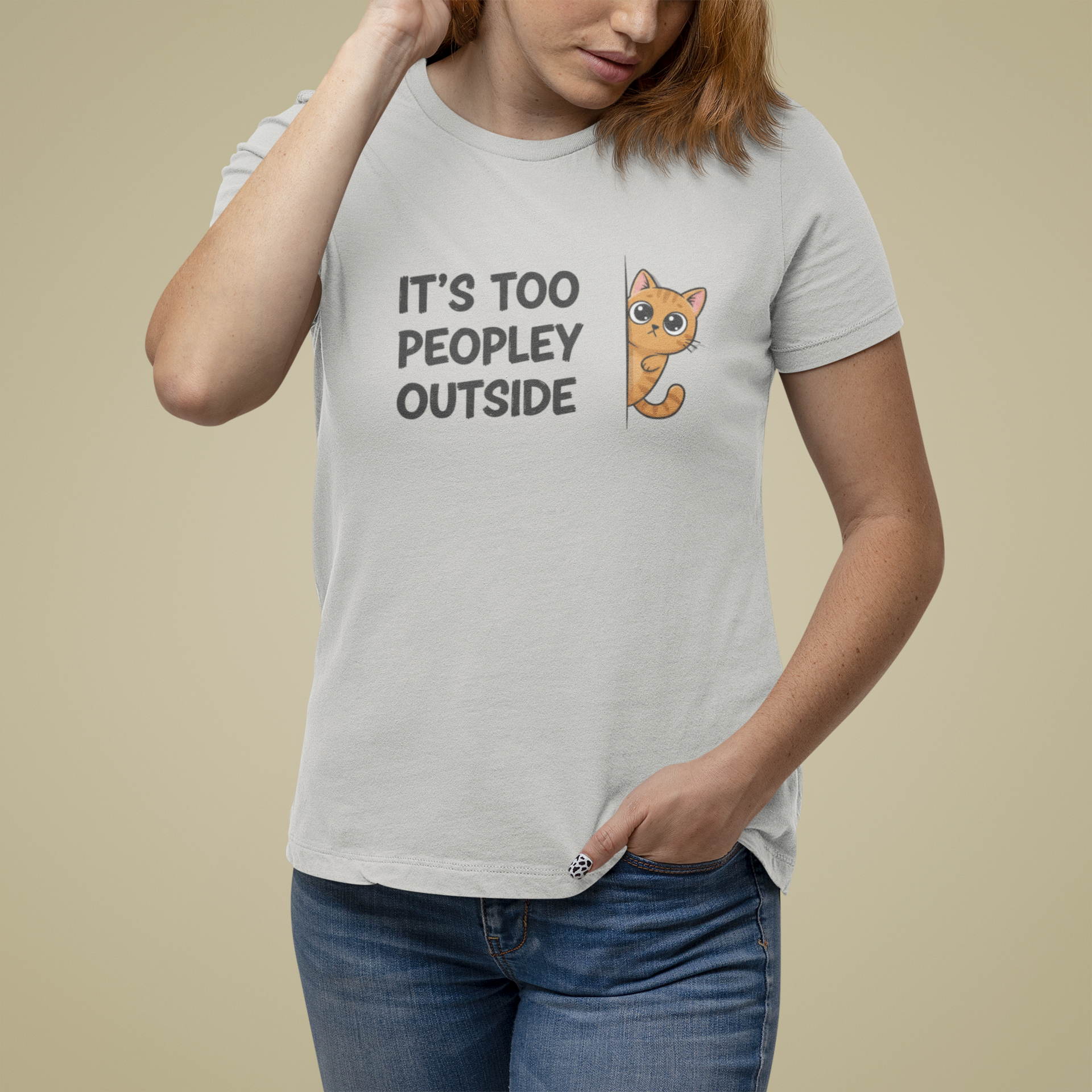 T-Shirt IT'S TOO PEOPLEY OUTSIDE Shirt – Funny Cat Lover Introvert Tee