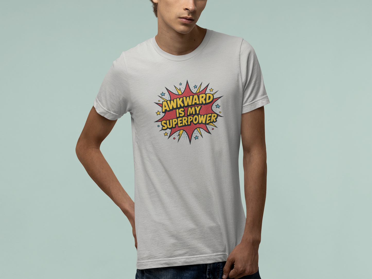 T-Shirt AWKWARD IS MY SUPERPOWER Comic Pop Art Introvert Graphic T-Shirt