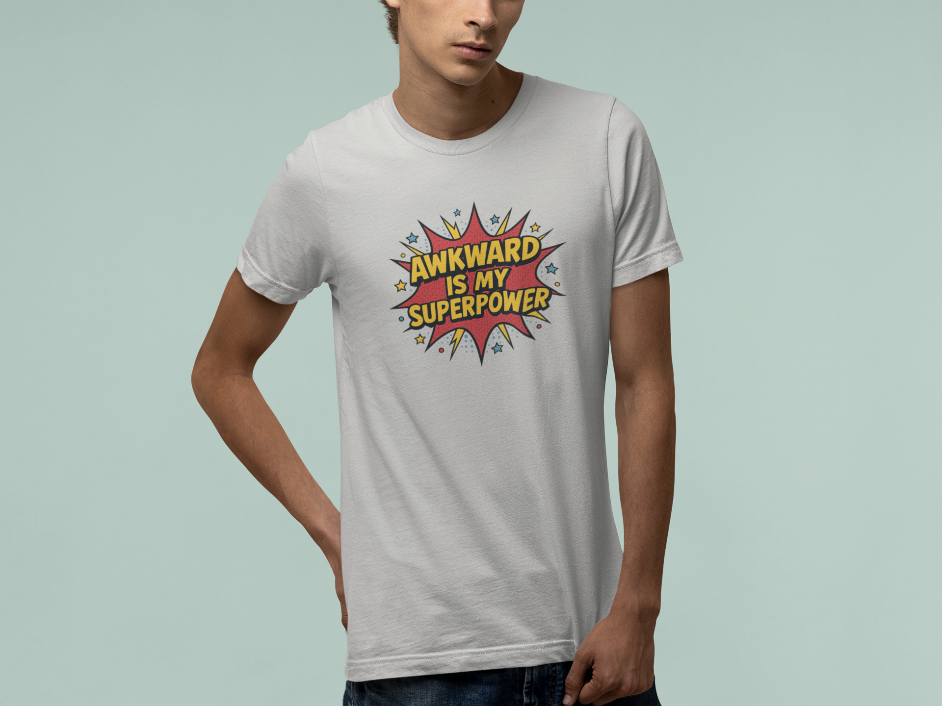 T-Shirt AWKWARD IS MY SUPERPOWER Comic Pop Art Introvert Graphic T-Shirt