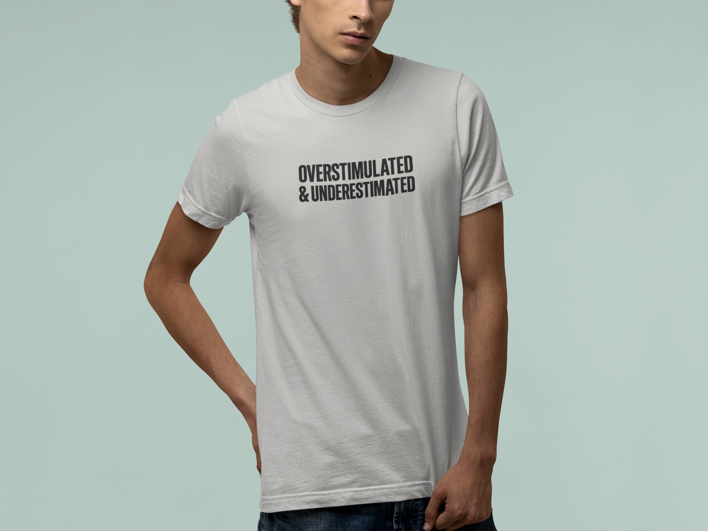 T-Shirt OVERSTIMULATED & UNDERESTIMATED ADHD Minimalist Graphic T-Shirt