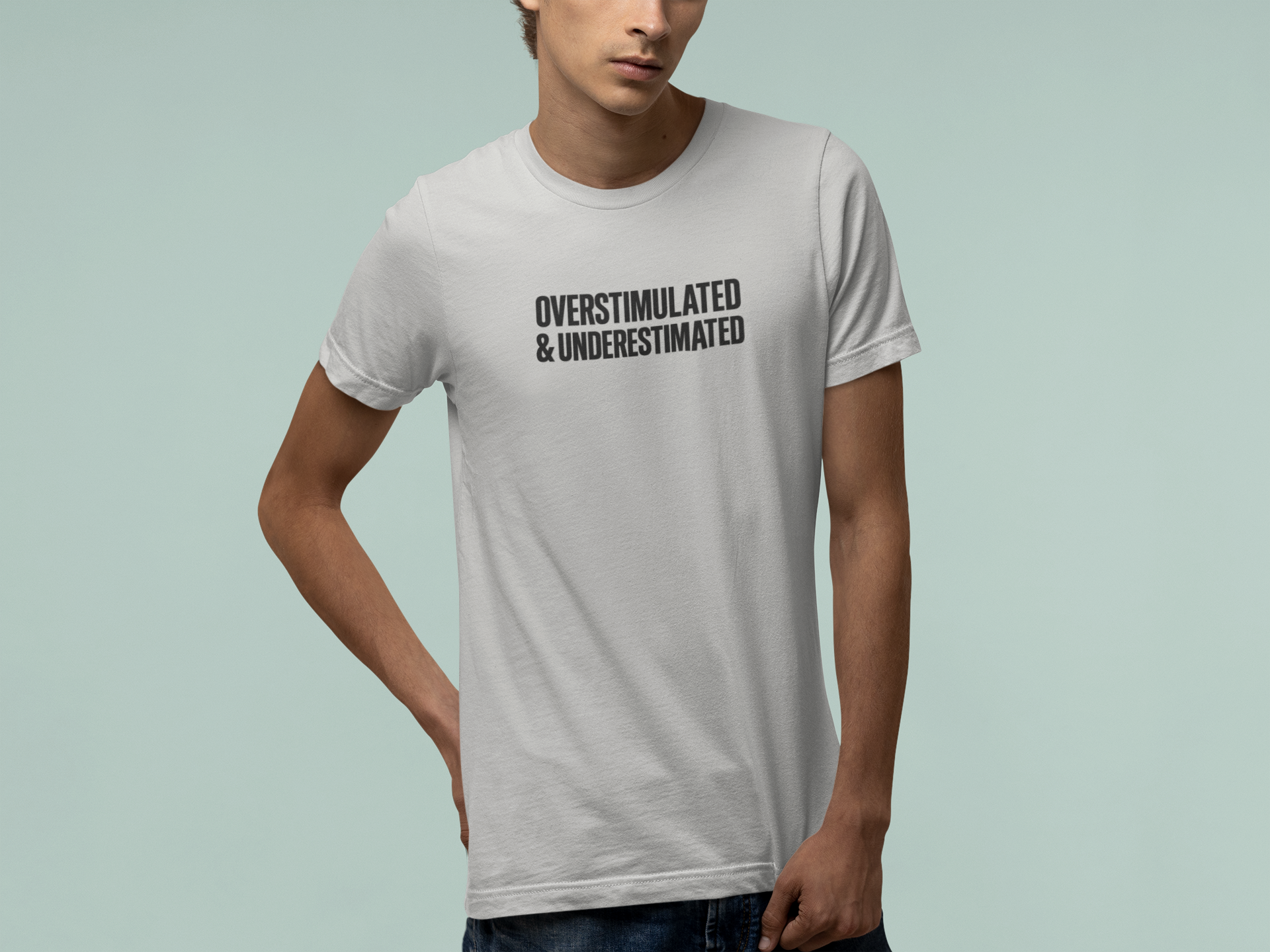 T-Shirt OVERSTIMULATED & UNDERESTIMATED ADHD Minimalist Graphic T-Shirt
