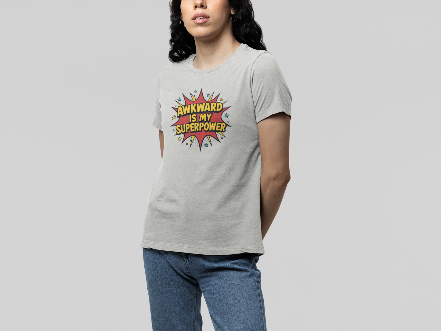 T-Shirt AWKWARD IS MY SUPERPOWER Comic Pop Art Introvert Graphic T-Shirt