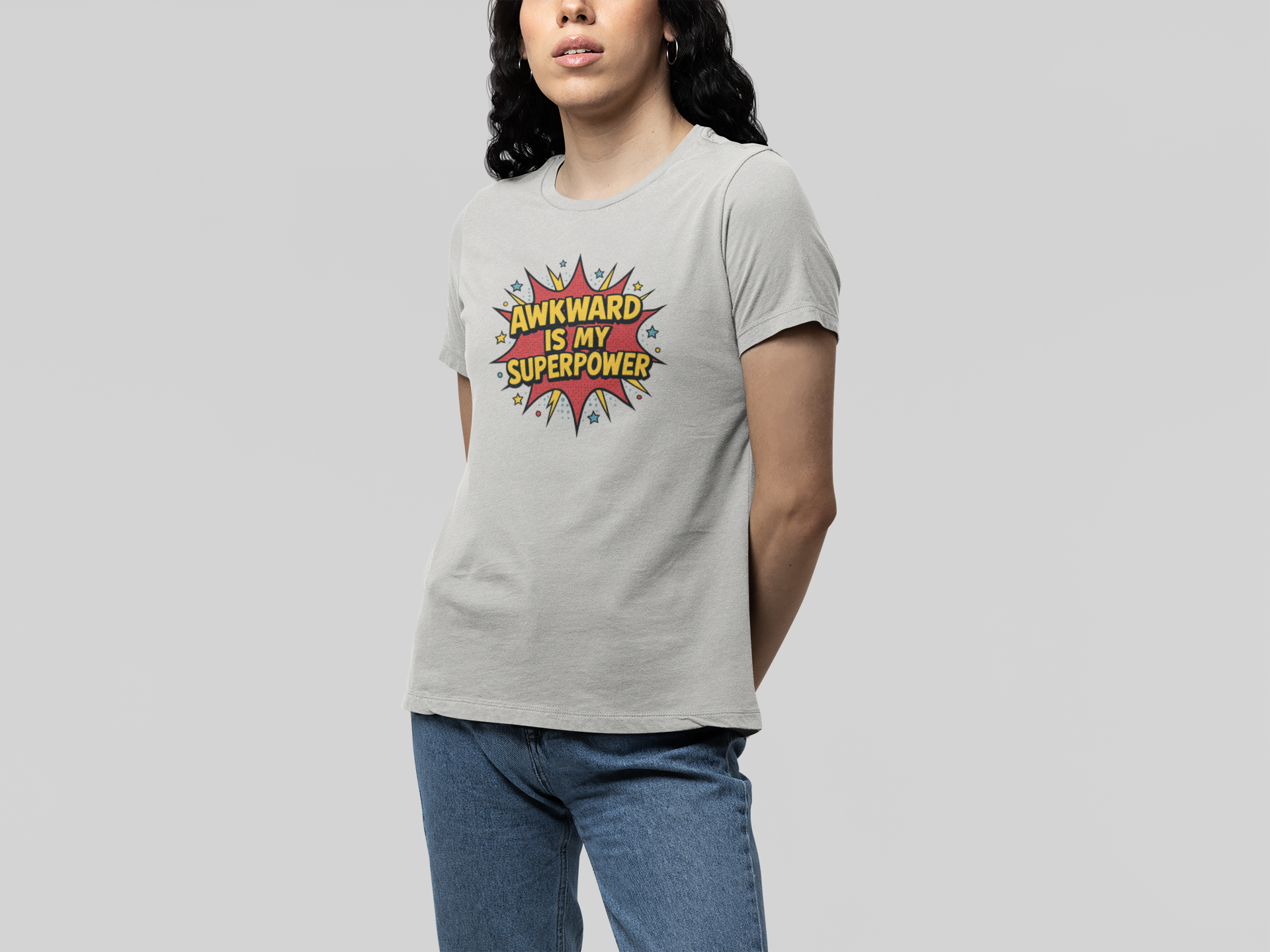 T-Shirt AWKWARD IS MY SUPERPOWER Comic Pop Art Introvert Graphic T-Shirt
