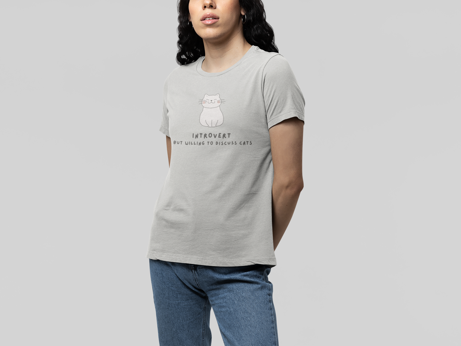 T-Shirt Introvert But Willing to Discuss Cats T-Shirt – Cute Kawaii Cat Tee