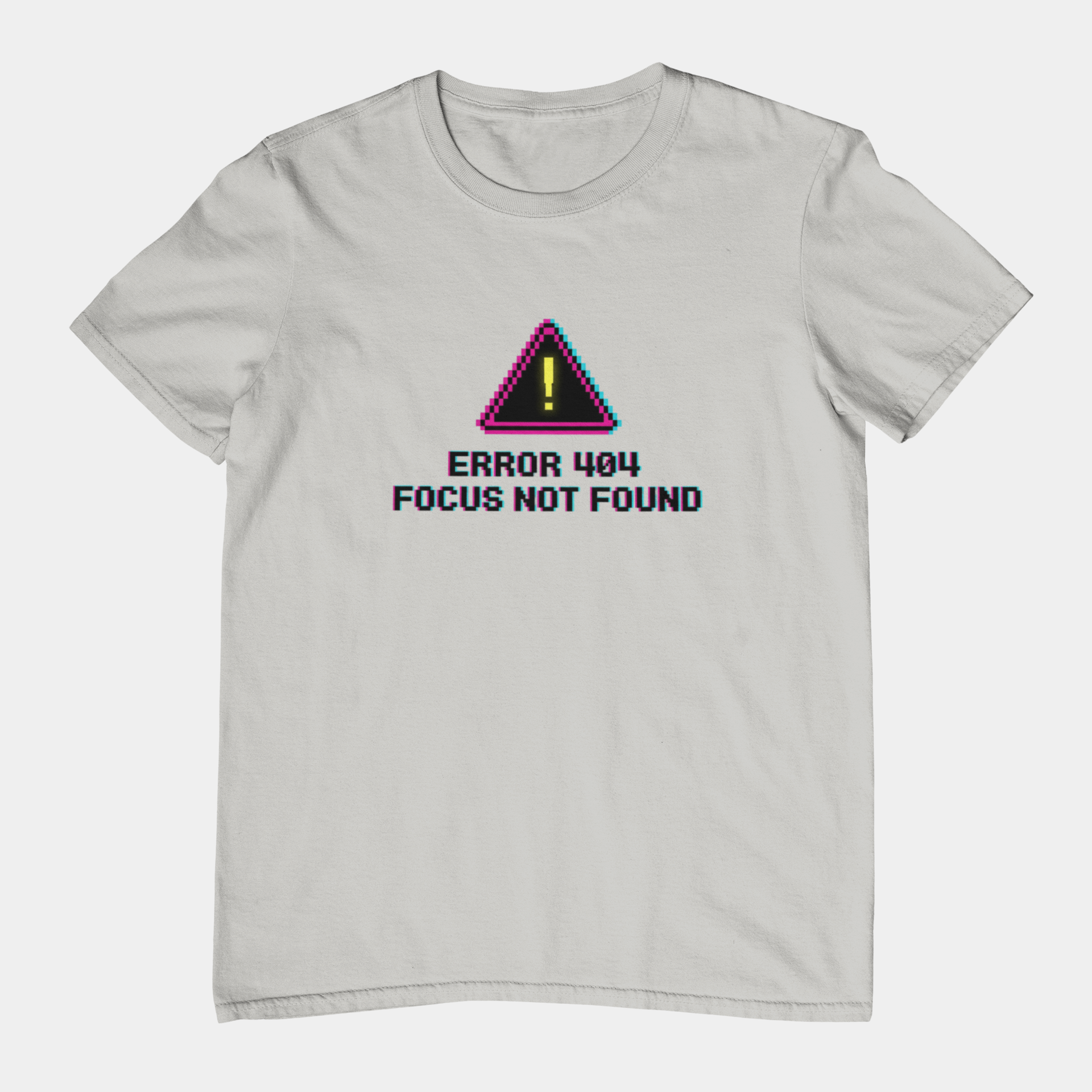 T-Shirt ERROR 404 FOCUS NOT FOUND T-Shirt – Funny Pixel Glitch Graphic Tee