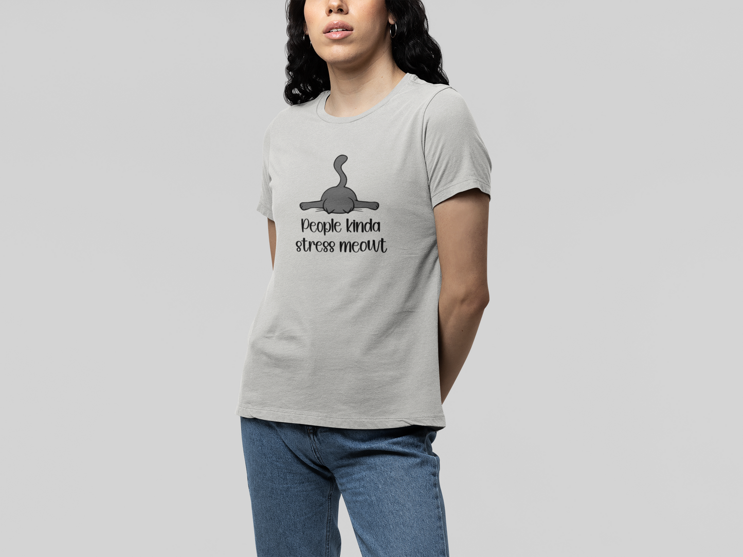 T-Shirt People Kinda Stress Meowt Shirt – Funny Cat Pun Graphic Tee