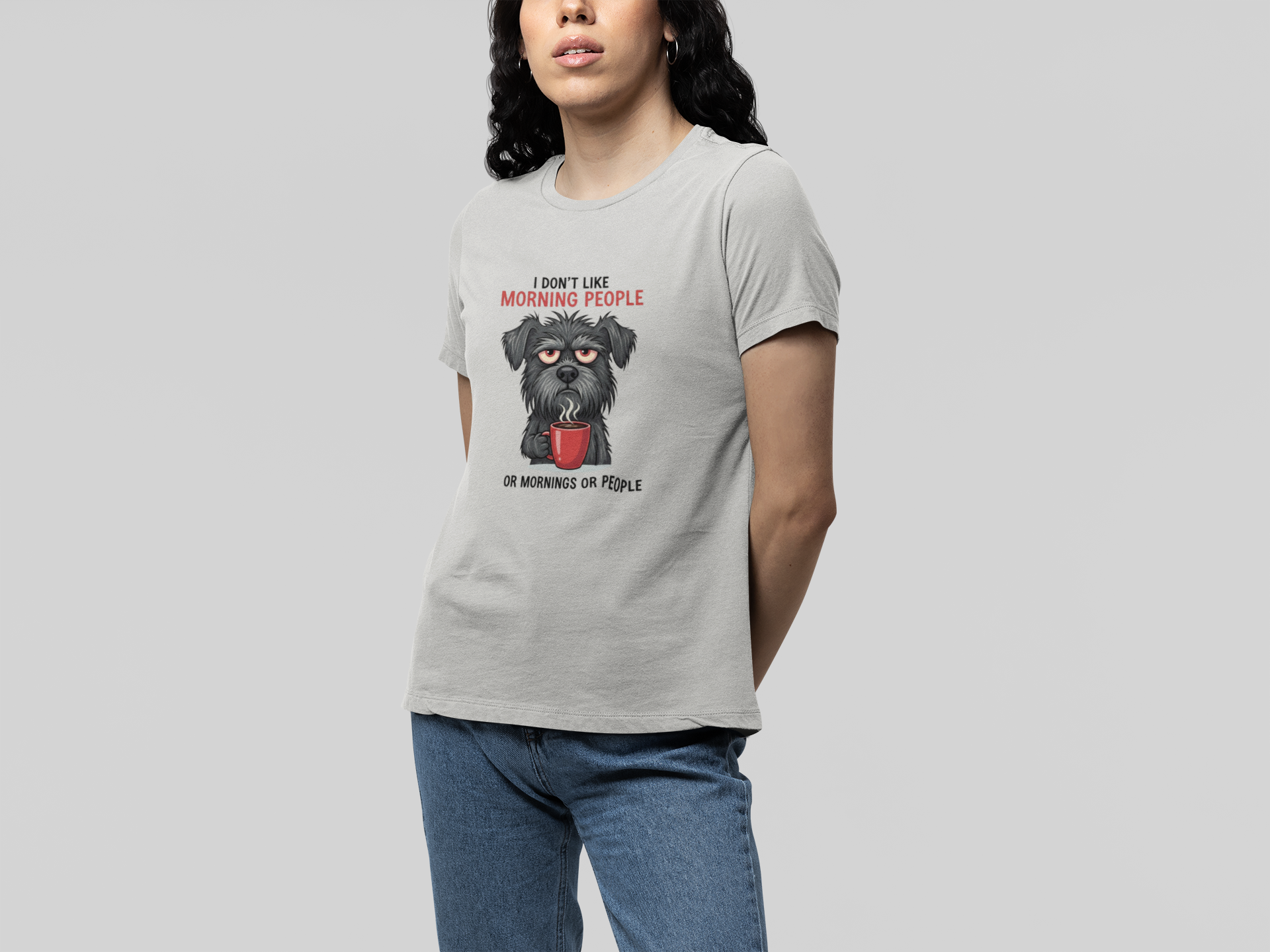 T-Shirt I Don’t Like Morning People Dog Shirt – Funny Coffee T-Shirt