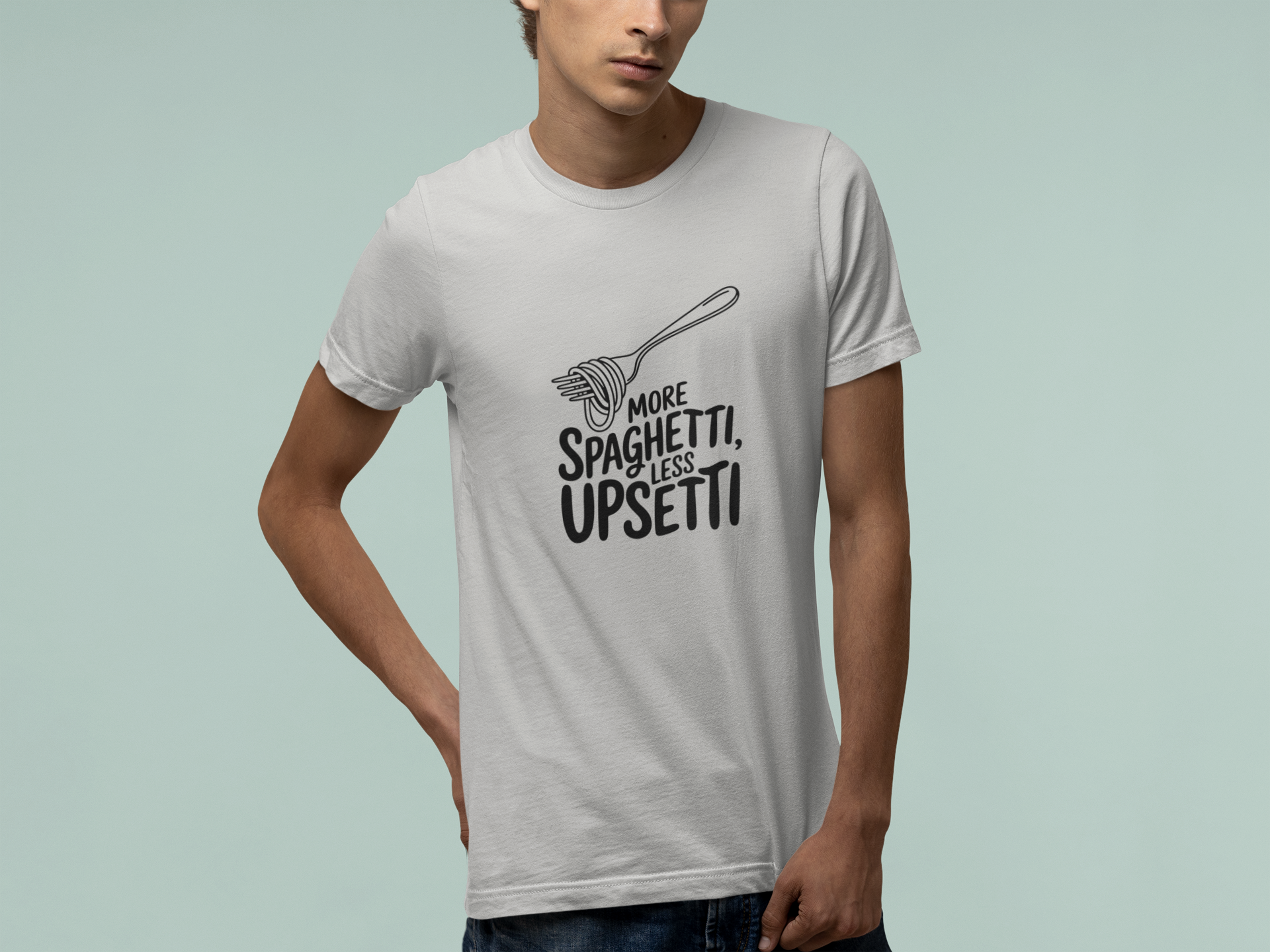 T-Shirt More Spaghetti Less Upsetti T-Shirt – Funny Pasta Pun Foodie Tee