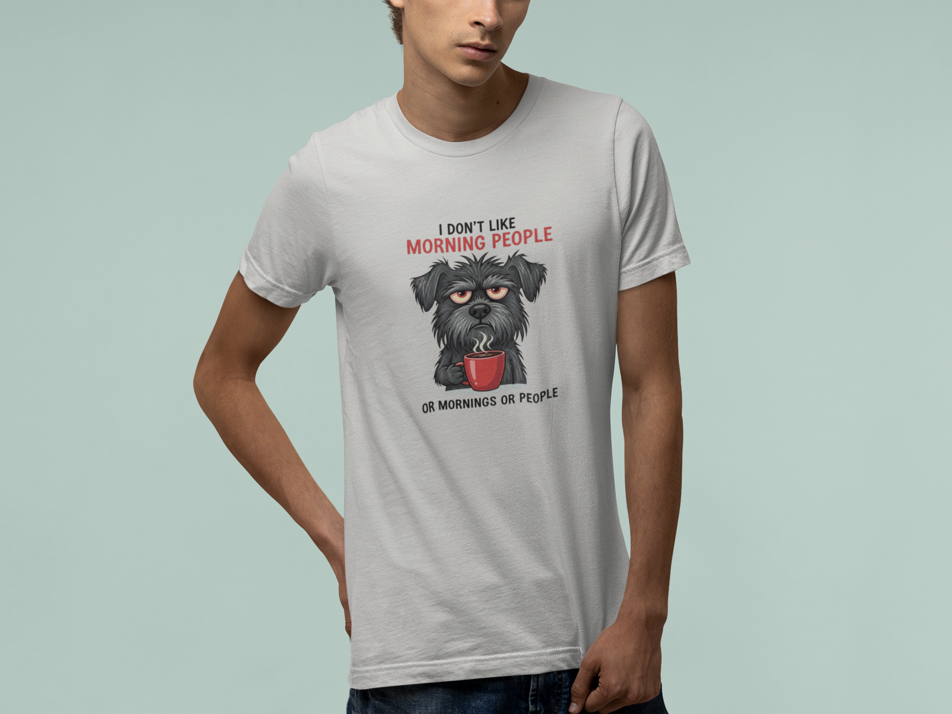 T-Shirt I Don’t Like Morning People Dog Shirt – Funny Coffee T-Shirt