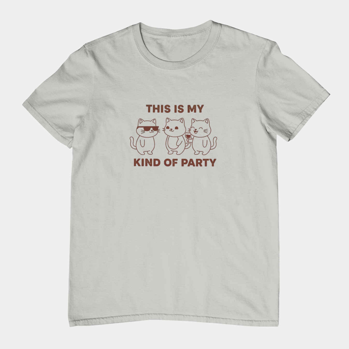 T-Shirt This Is My Kind of Party Cat Shirt – Funny Cartoon Wine T-Shirt