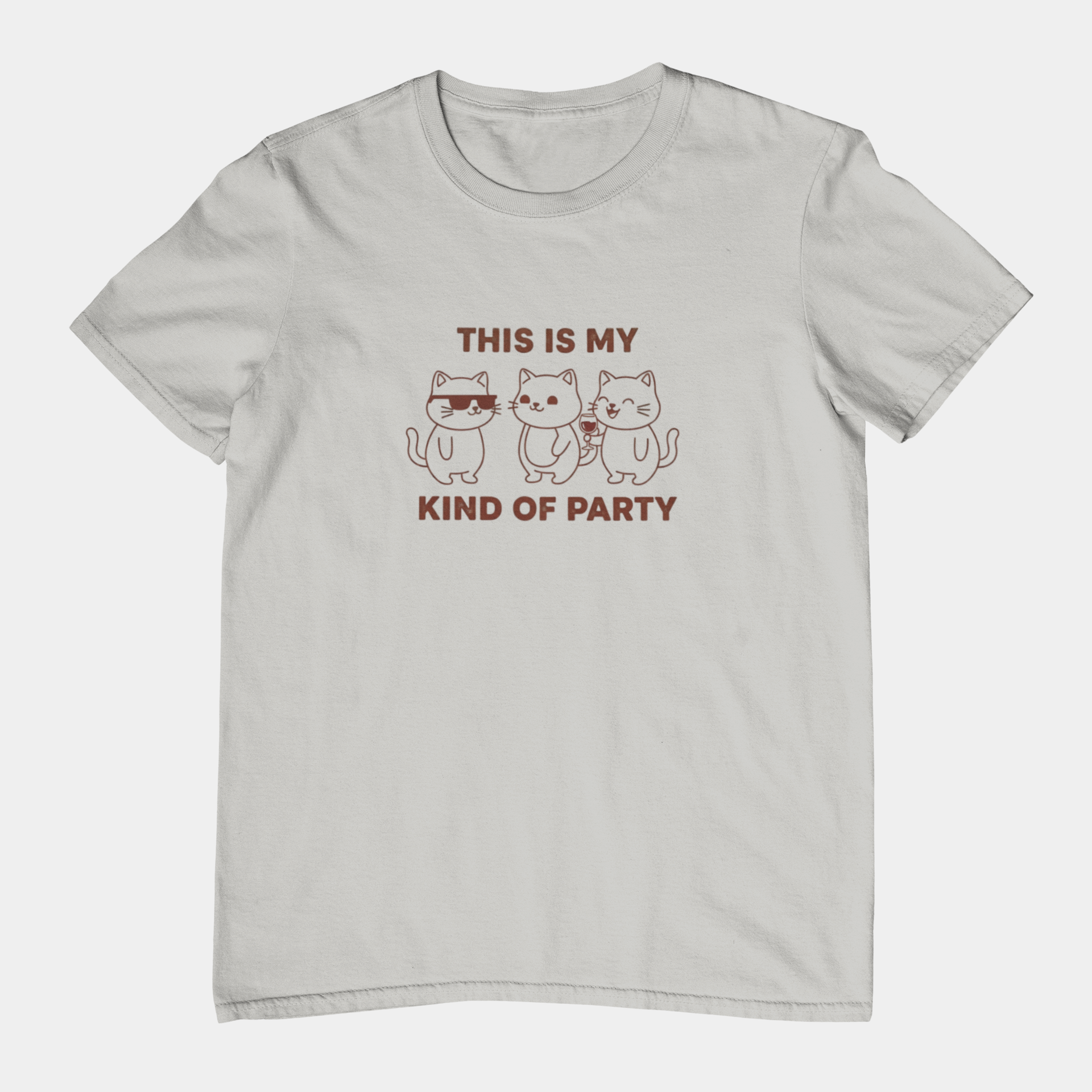 T-Shirt This Is My Kind of Party Cat Shirt – Funny Cartoon Wine T-Shirt