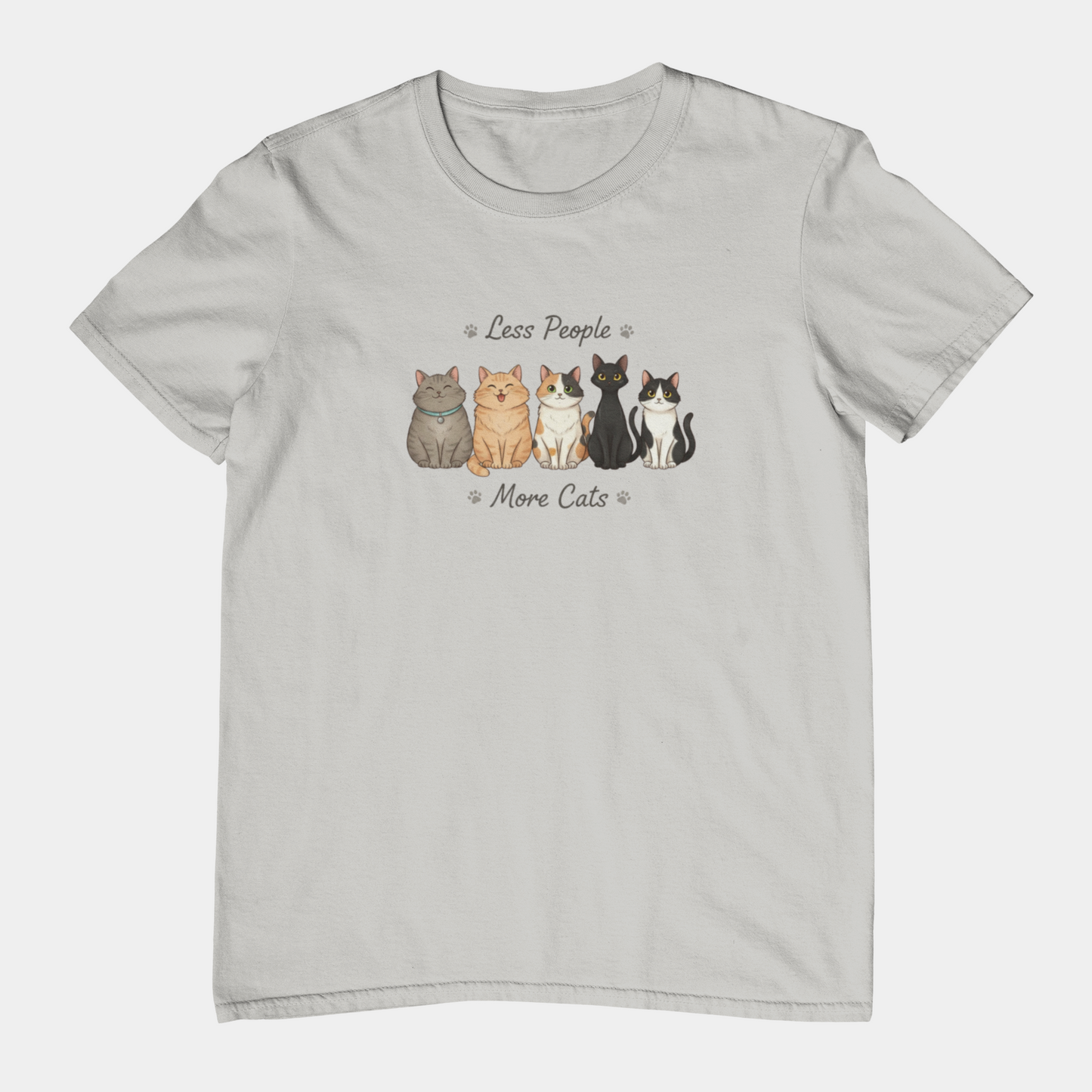 T-Shirt Less People More Cats Shirt – Cute Funny Cat Lover Graphic Tee