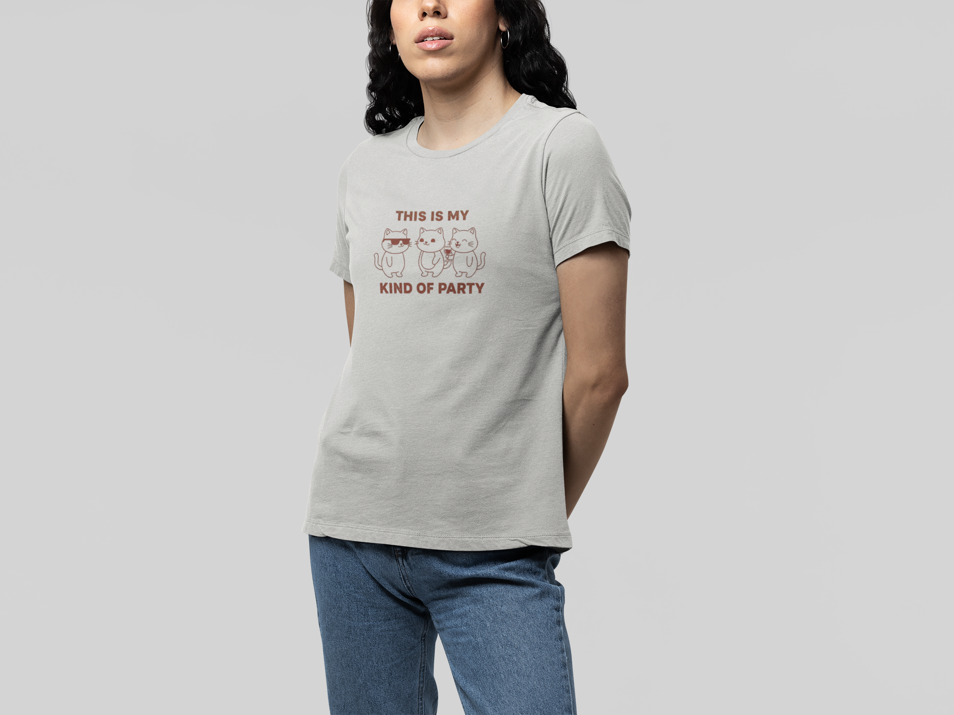 T-Shirt This Is My Kind of Party Cat Shirt – Funny Cartoon Wine T-Shirt