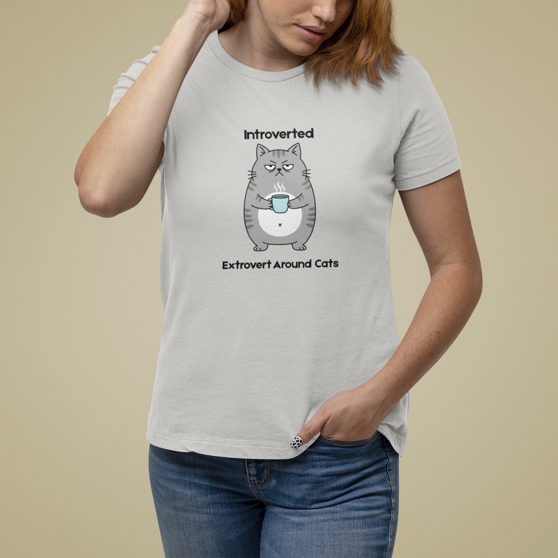 T-Shirt Introverted Extrovert Around Cats Shirt – Funny Cat Lover Tee