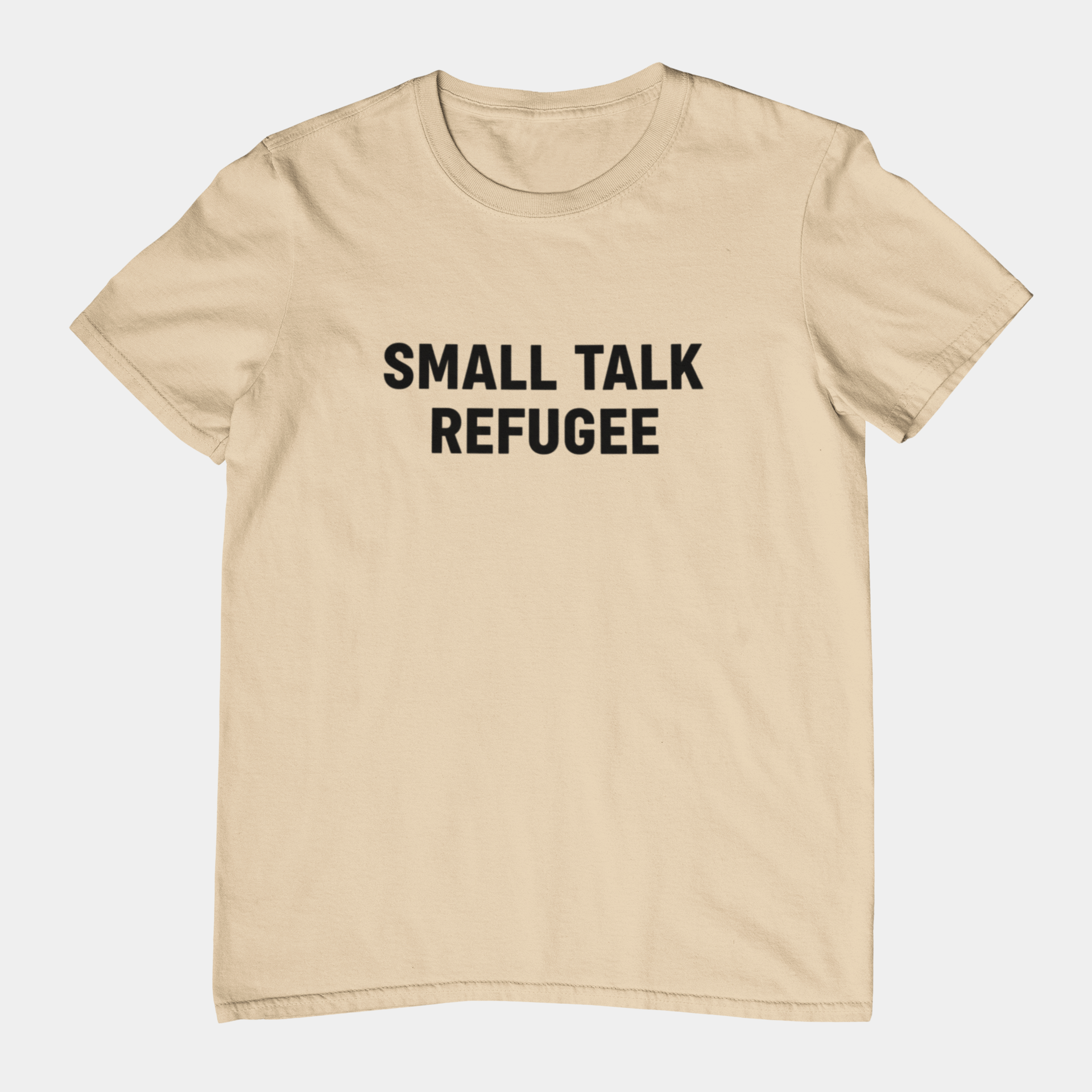 T-Shirt SMALL TALK REFUGEE Shirt – Funny Introvert Minimalist Graphic Tee