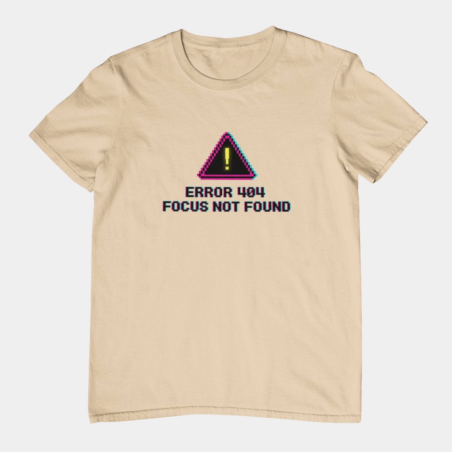T-Shirt ERROR 404 FOCUS NOT FOUND T-Shirt – Funny Pixel Glitch Graphic Tee