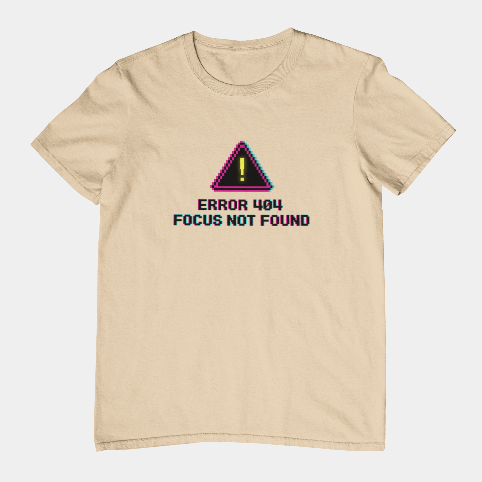 T-Shirt ERROR 404 FOCUS NOT FOUND T-Shirt – Funny Pixel Glitch Graphic Tee