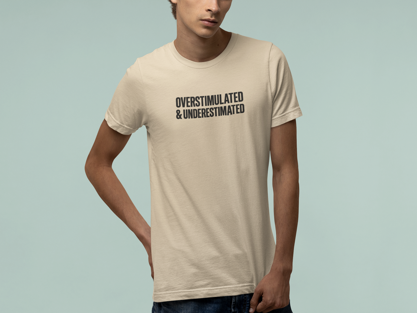 T-Shirt OVERSTIMULATED & UNDERESTIMATED ADHD Minimalist Graphic T-Shirt