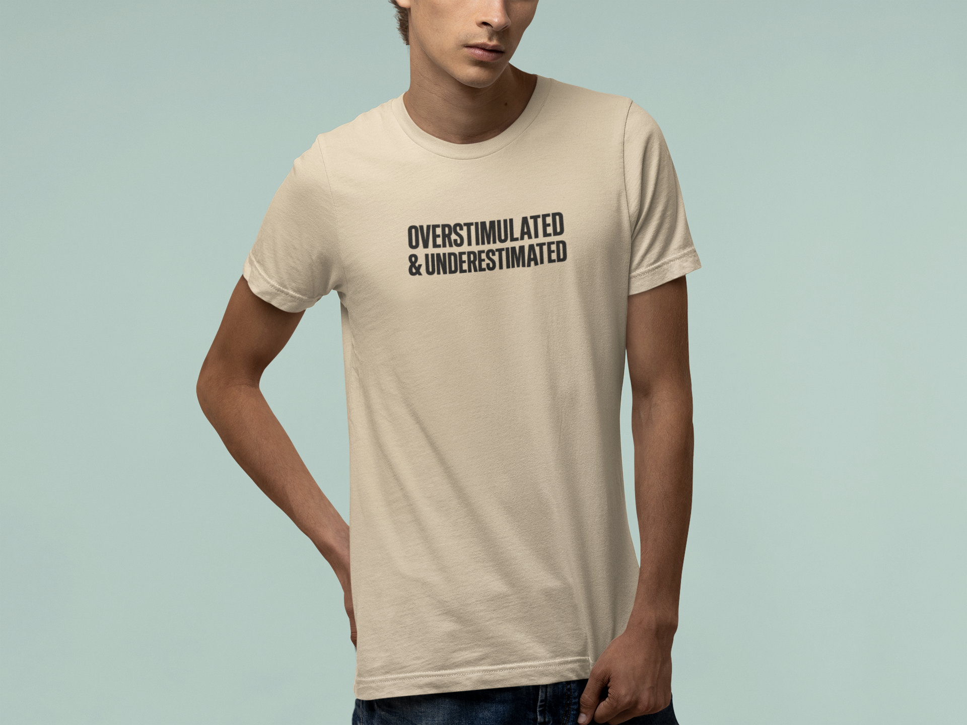 T-Shirt OVERSTIMULATED & UNDERESTIMATED ADHD Minimalist Graphic T-Shirt