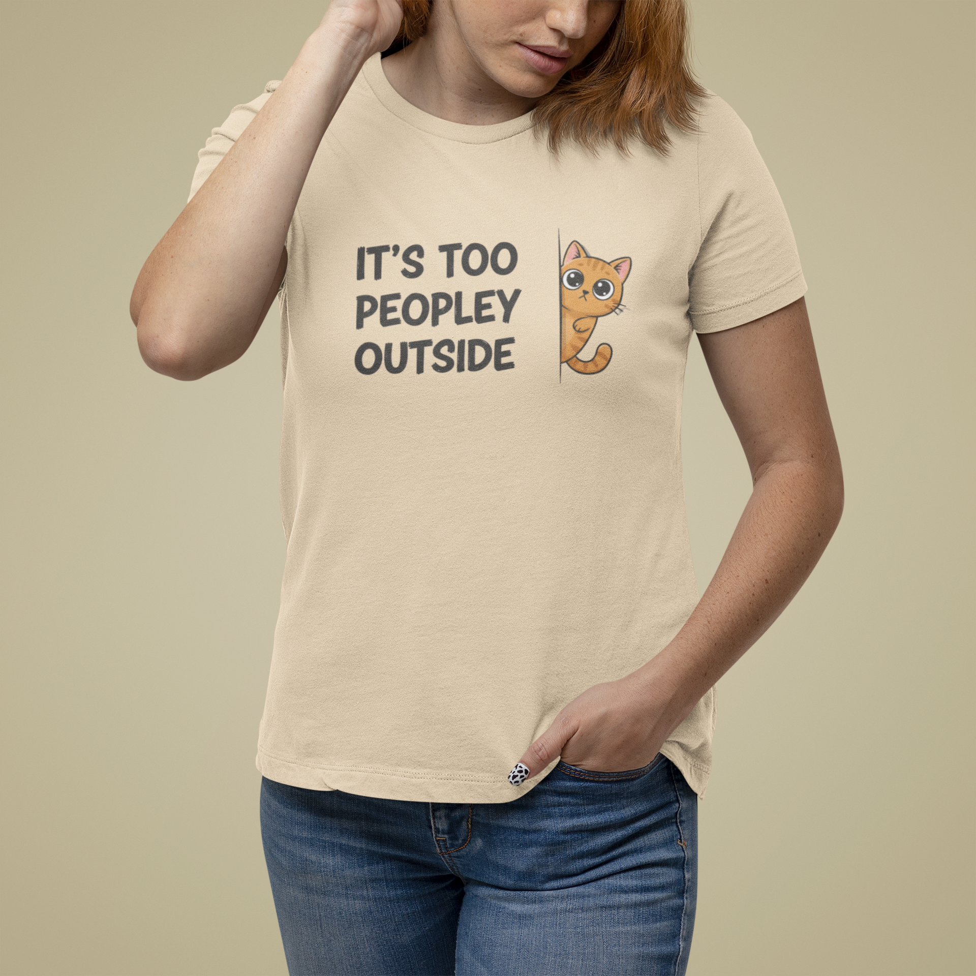 T-Shirt IT'S TOO PEOPLEY OUTSIDE Shirt – Funny Cat Lover Introvert Tee