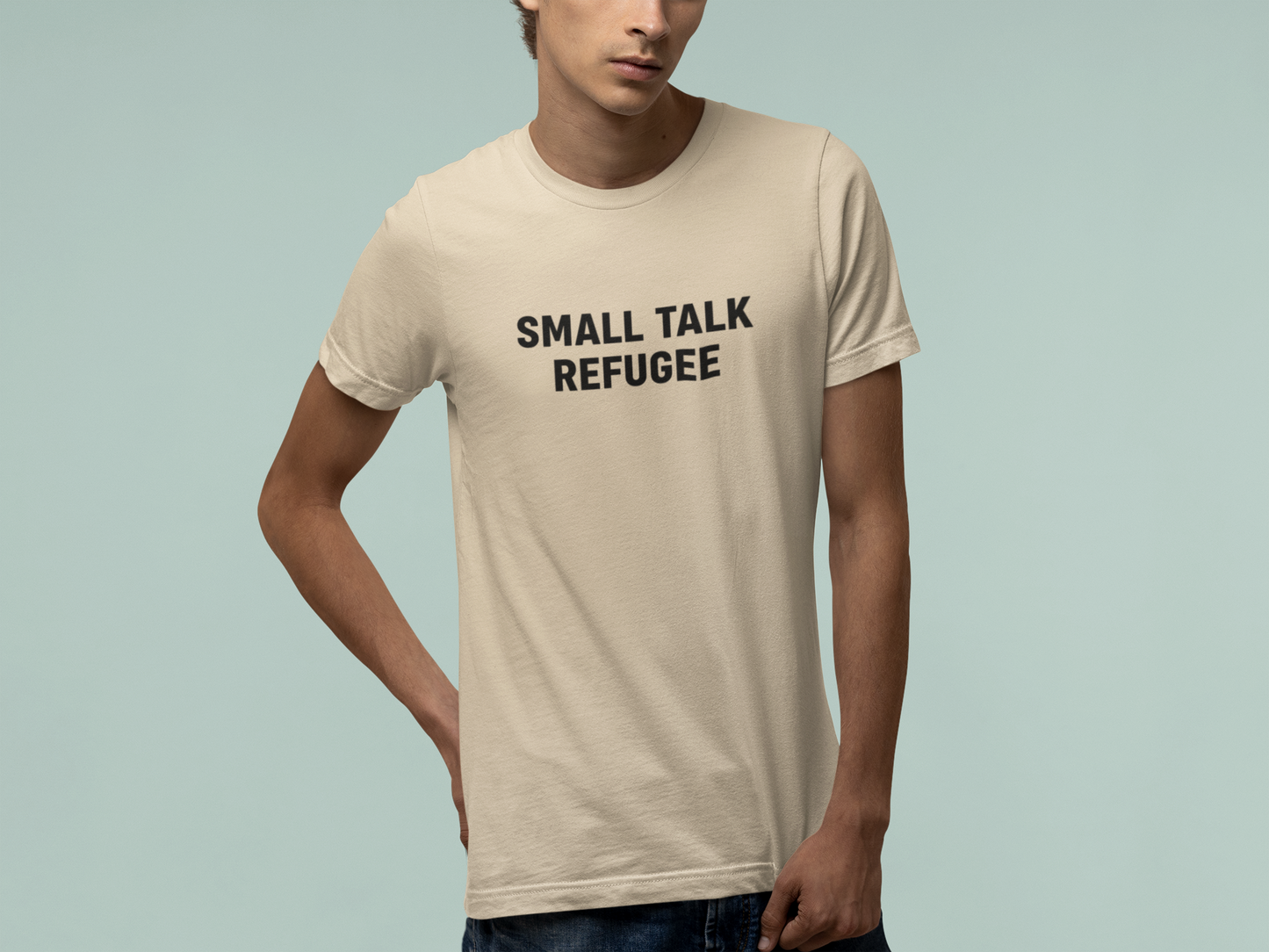 T-Shirt SMALL TALK REFUGEE Shirt – Funny Introvert Minimalist Graphic Tee