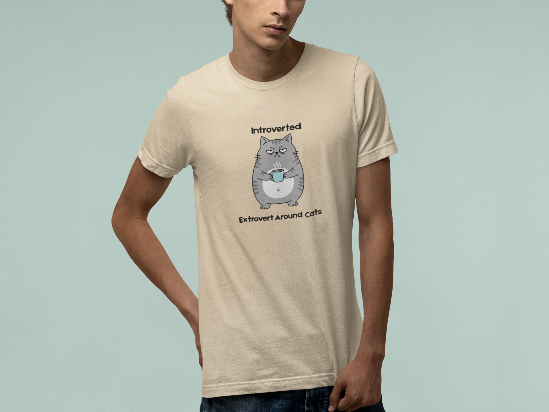 T-Shirt Introverted Extrovert Around Cats Shirt – Funny Cat Lover Tee