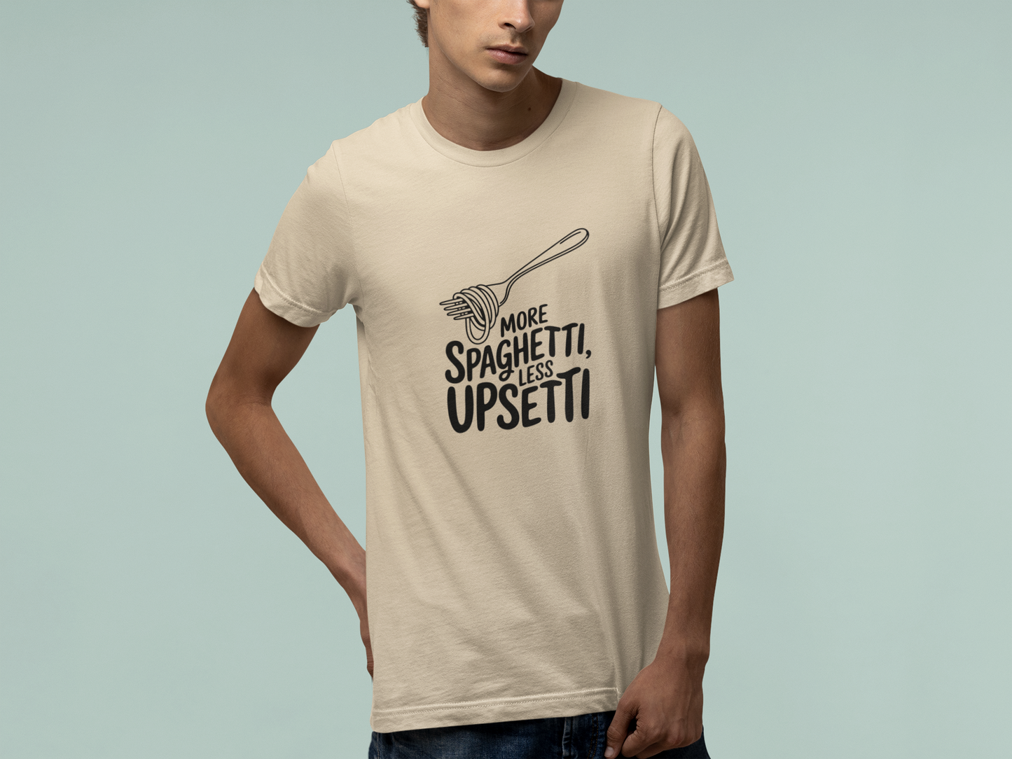 T-Shirt More Spaghetti Less Upsetti T-Shirt – Funny Pasta Pun Foodie Tee