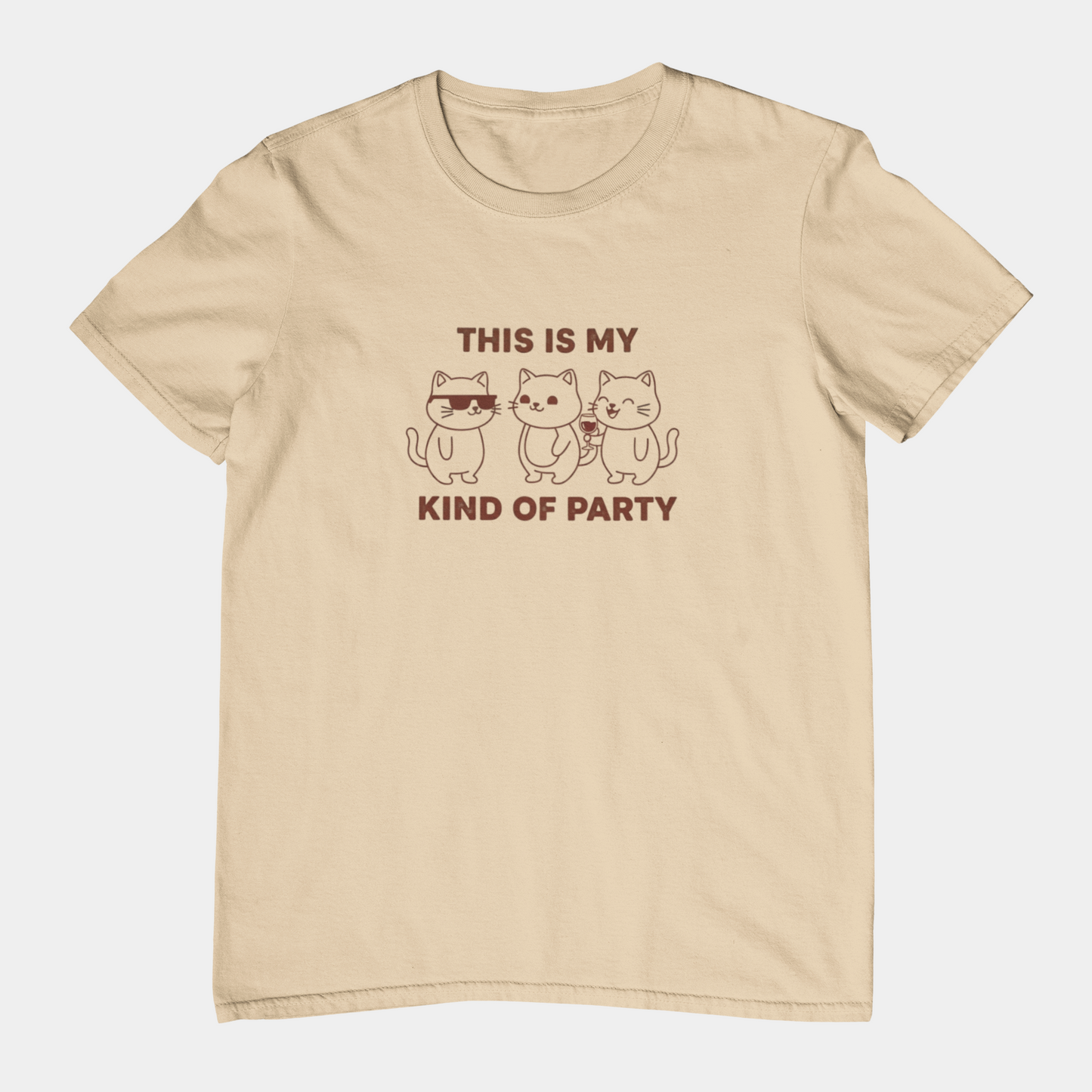 T-Shirt This Is My Kind of Party Cat Shirt – Funny Cartoon Wine T-Shirt