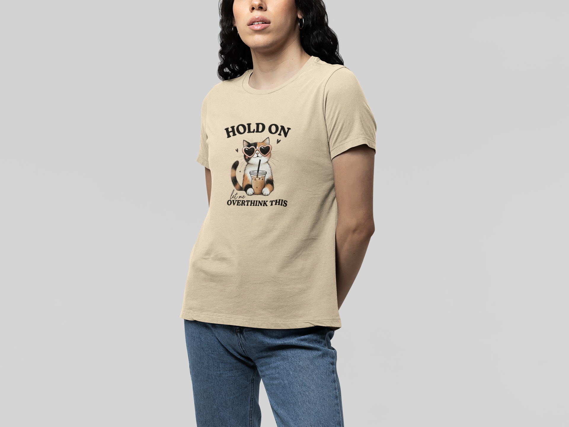 T-Shirt Hold On, Let Me Overthink This T-Shirt – Cute Cat Graphic Tee