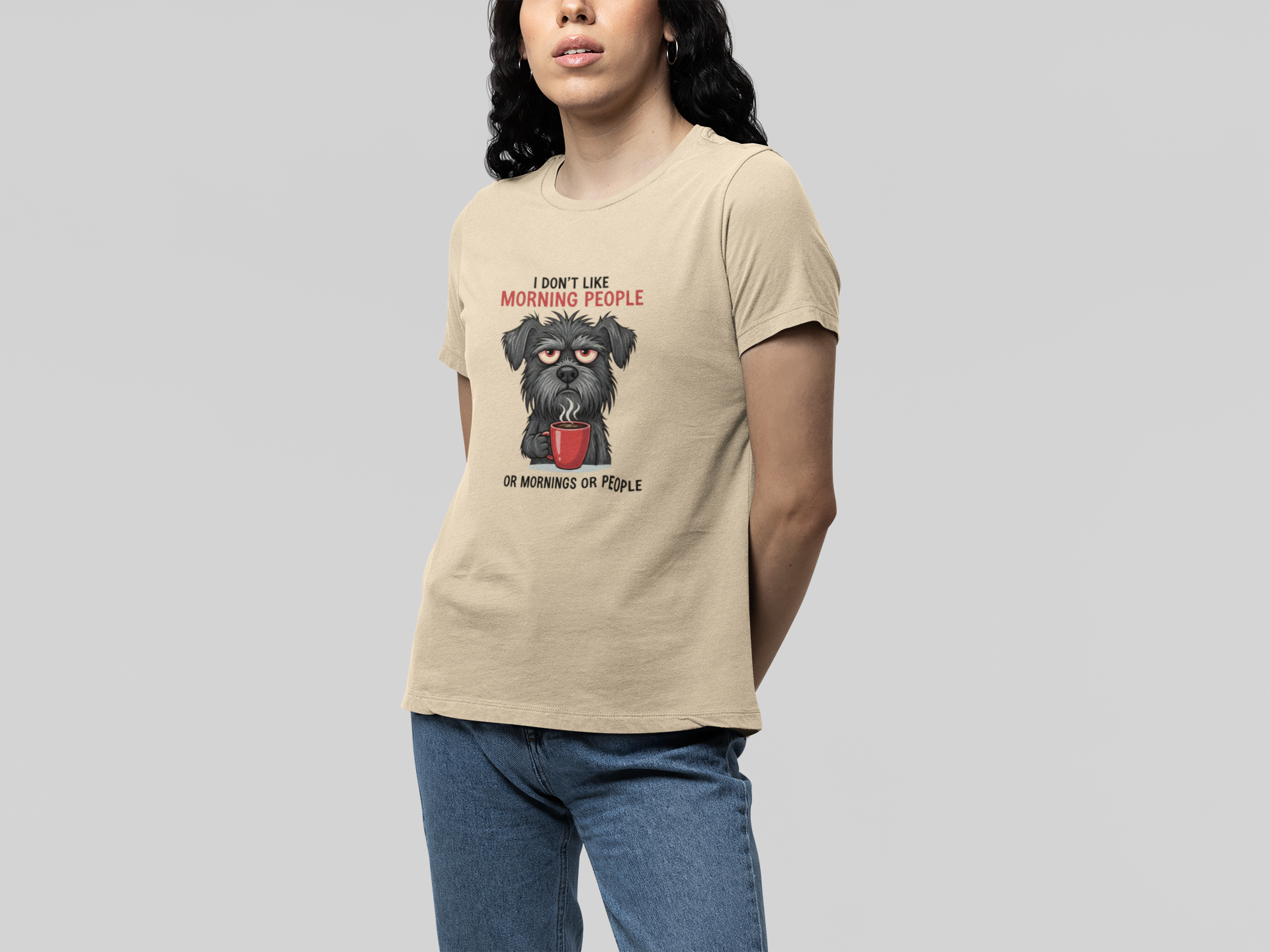 T-Shirt I Don’t Like Morning People Dog Shirt – Funny Coffee T-Shirt