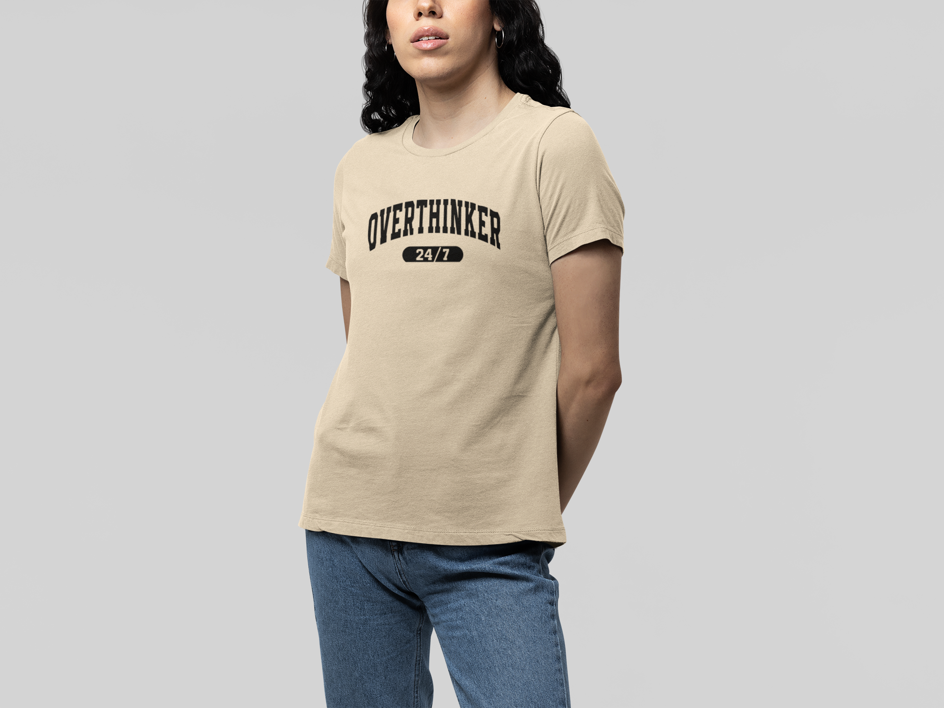 T-Shirt Overthinker 24/7 Shirt – Funny Distressed Collegiate Graphic Tee