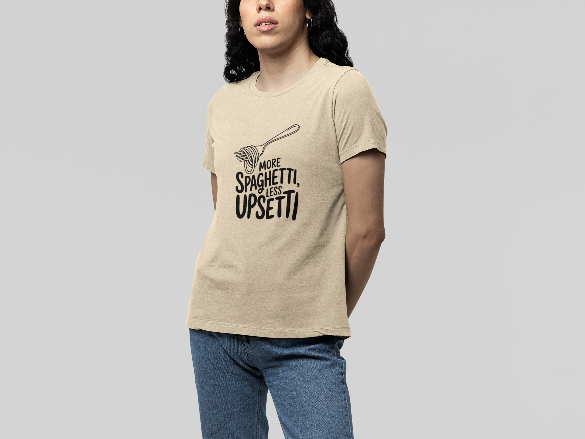 T-Shirt More Spaghetti Less Upsetti T-Shirt – Funny Pasta Pun Foodie Tee