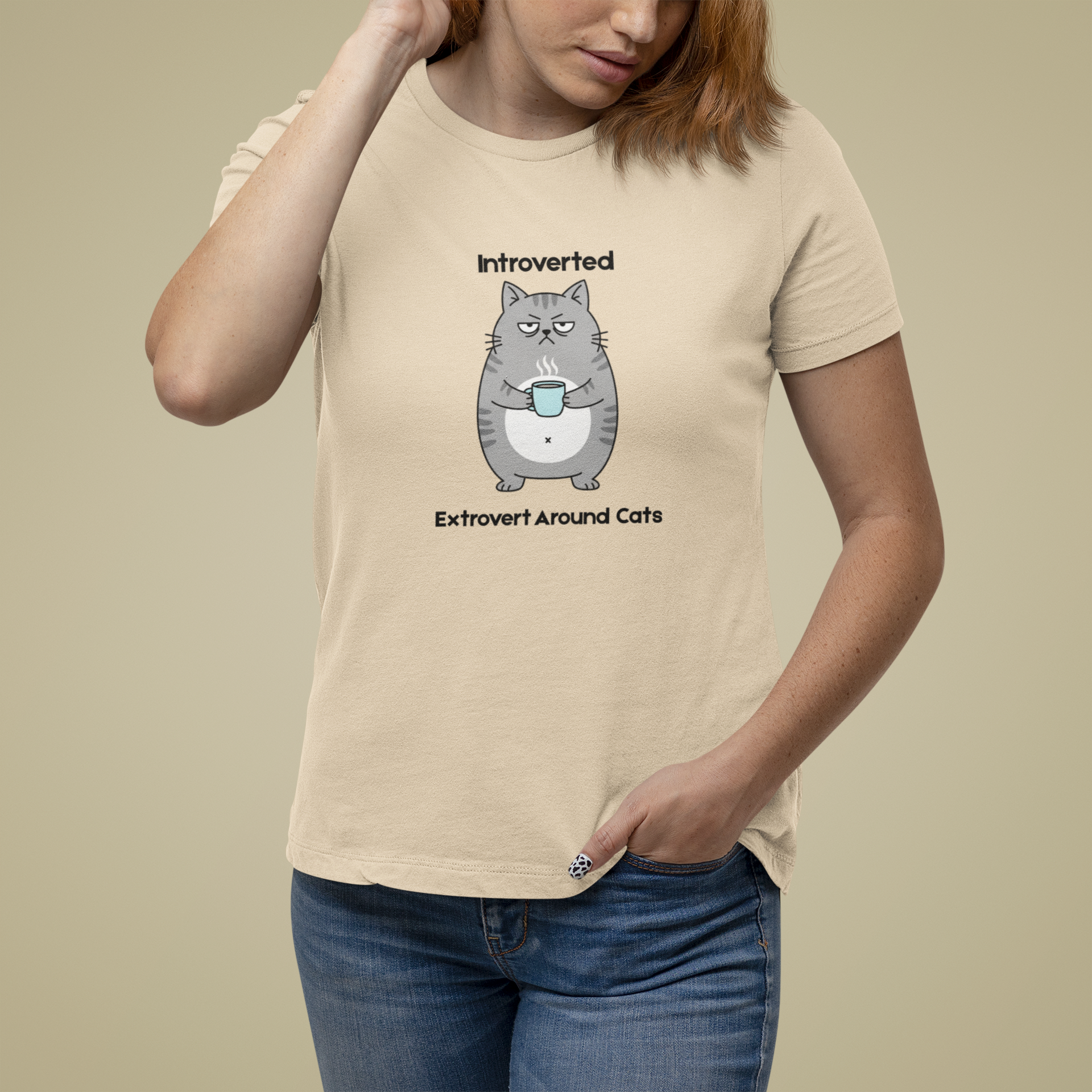 T-Shirt Introverted Extrovert Around Cats Shirt – Funny Cat Lover Tee