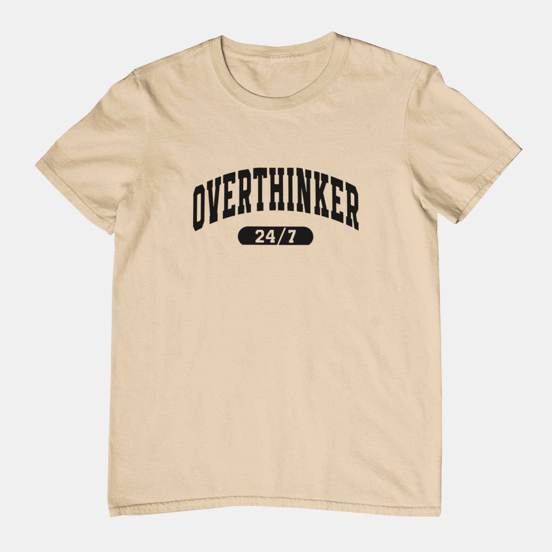 T-Shirt Overthinker 24/7 Shirt – Funny Distressed Collegiate Graphic Tee