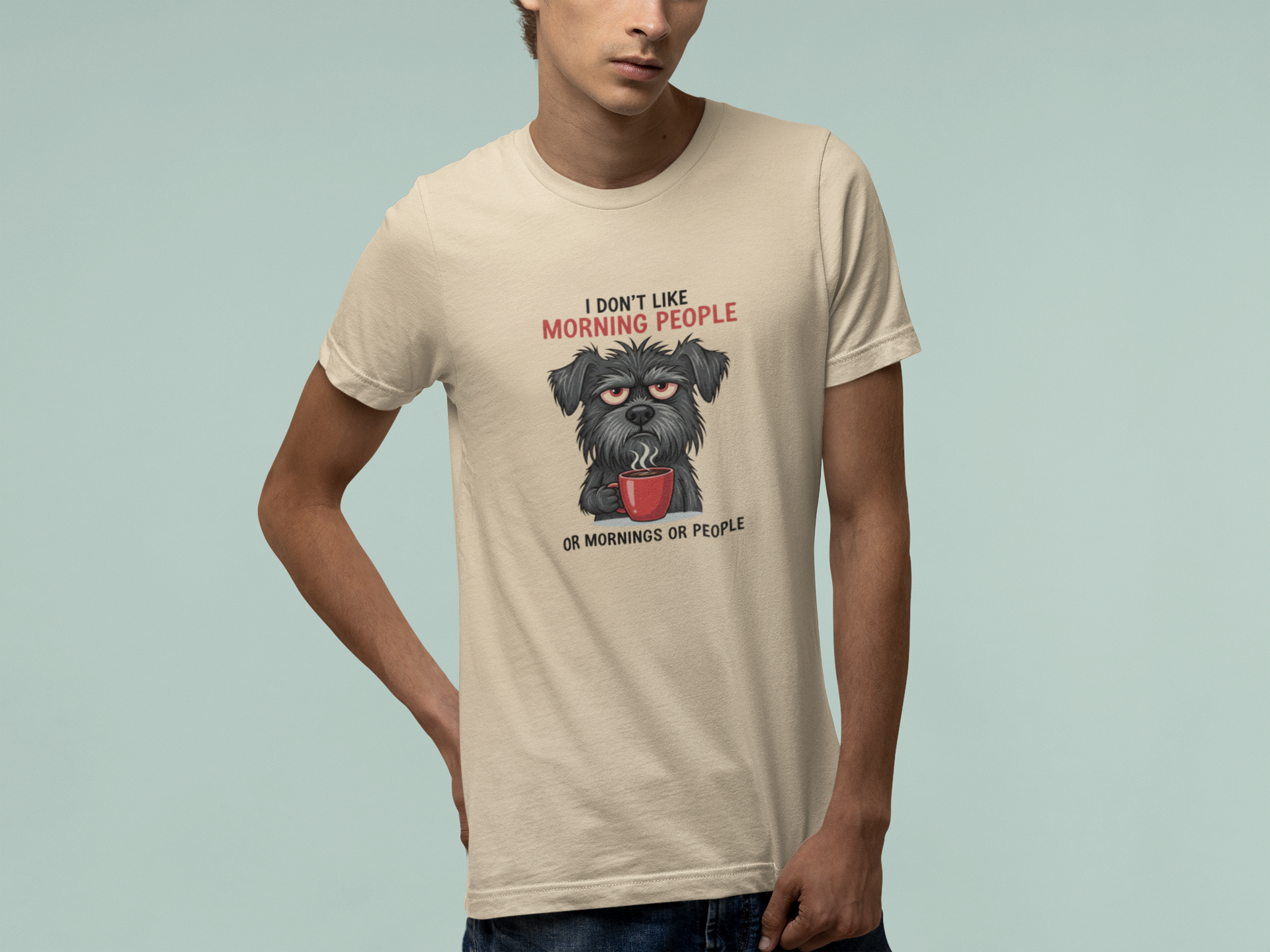 T-Shirt I Don’t Like Morning People Dog Shirt – Funny Coffee T-Shirt