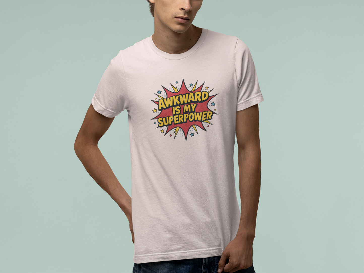 T-Shirt AWKWARD IS MY SUPERPOWER Comic Pop Art Introvert Graphic T-Shirt