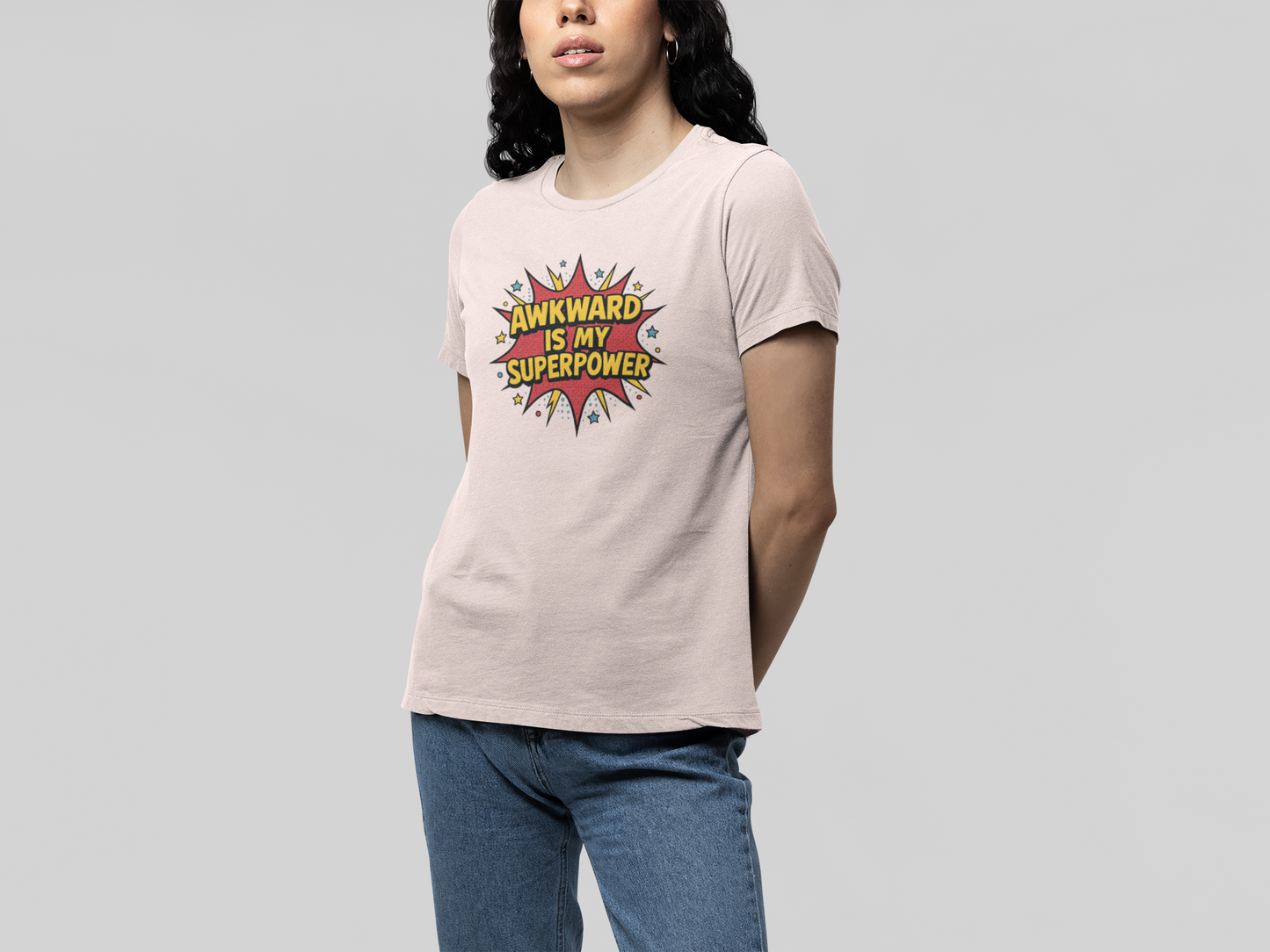 T-Shirt AWKWARD IS MY SUPERPOWER Comic Pop Art Introvert Graphic T-Shirt