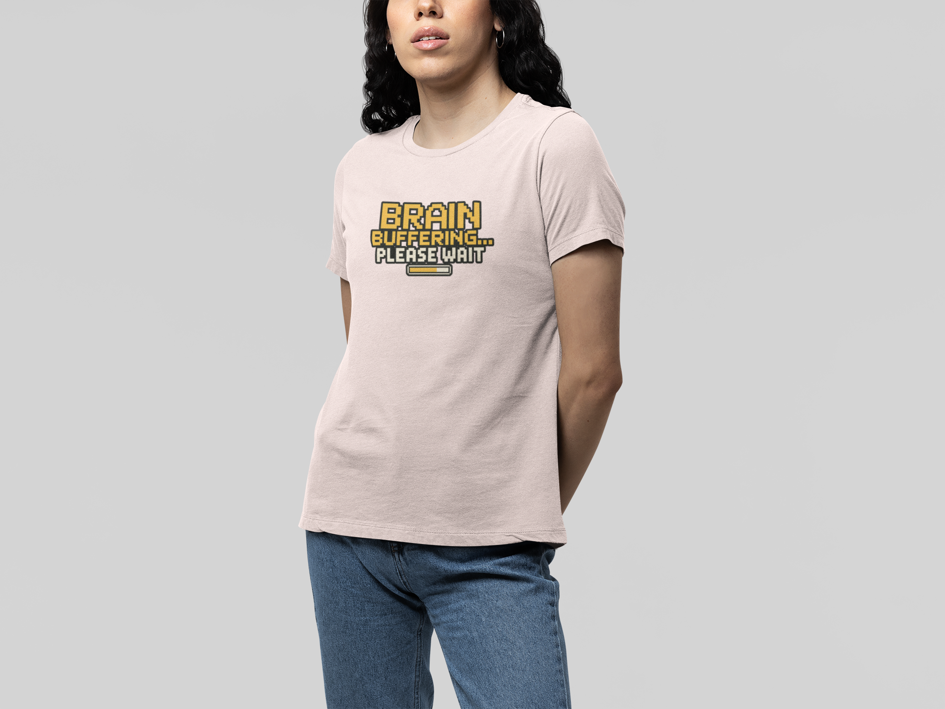 T-Shirt BRAIN BUFFERING Retro Pixel ADHD Loading Screen Graphic T-Shirt