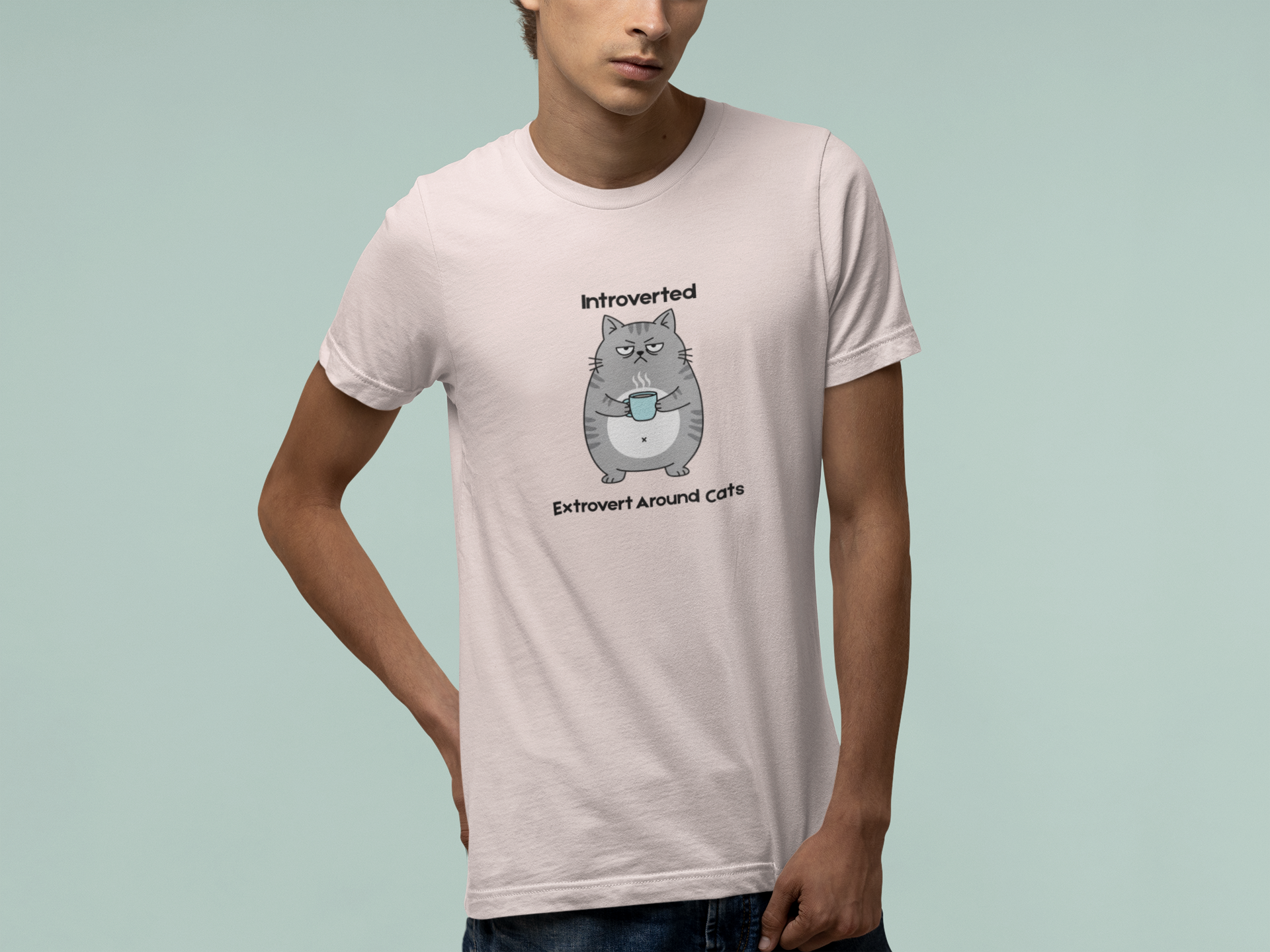 T-Shirt Introverted Extrovert Around Cats Shirt – Funny Cat Lover Tee