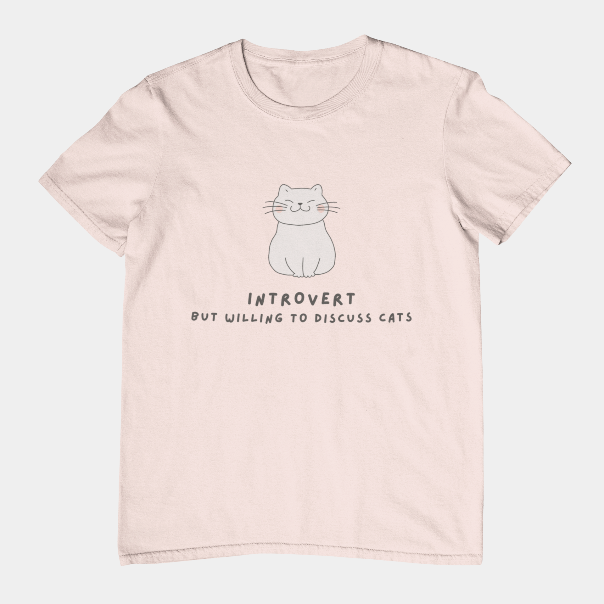 T-Shirt Introvert But Willing to Discuss Cats T-Shirt – Cute Kawaii Cat Tee