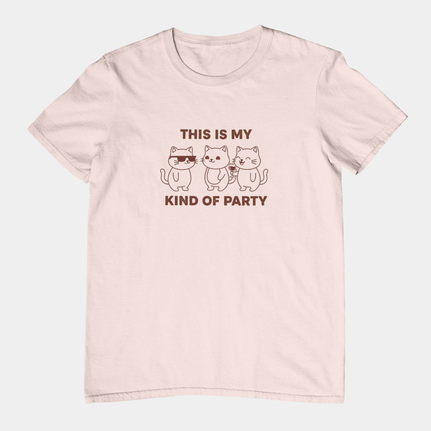 T-Shirt This Is My Kind of Party Cat Shirt – Funny Cartoon Wine T-Shirt