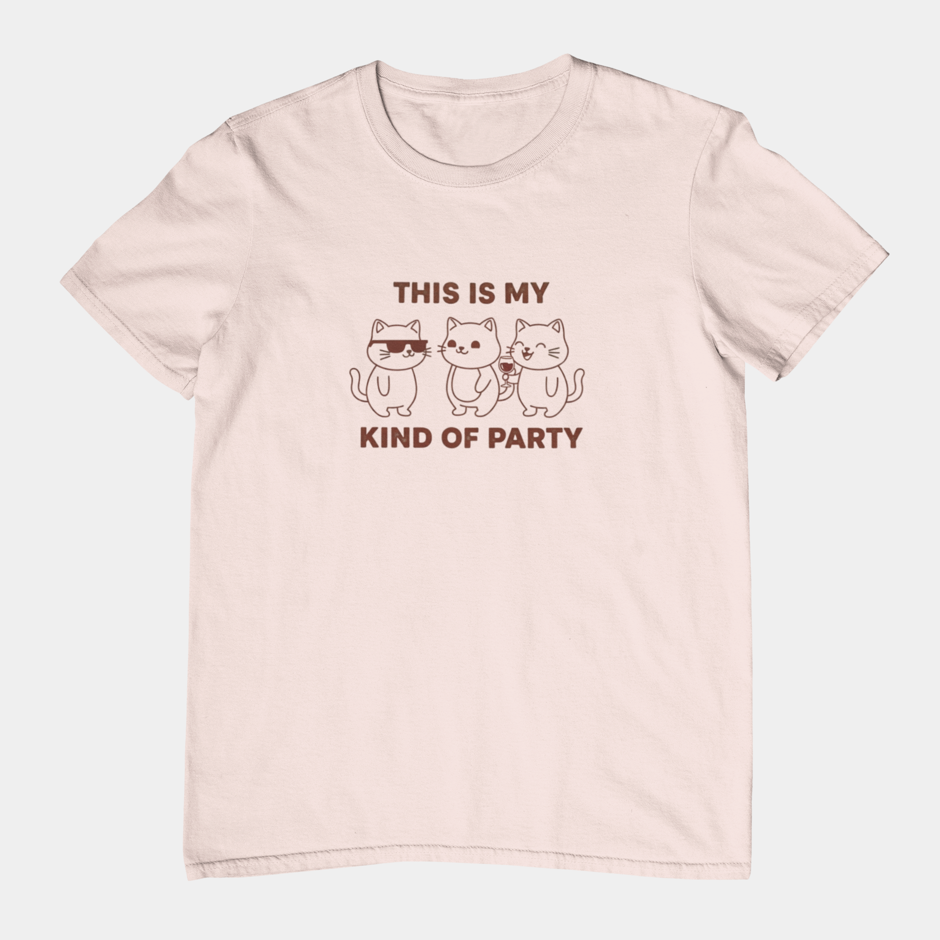 T-Shirt This Is My Kind of Party Cat Shirt – Funny Cartoon Wine T-Shirt