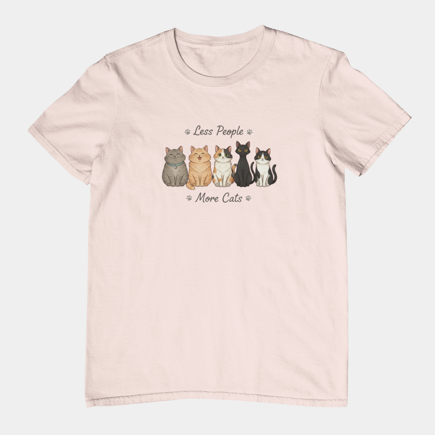 T-Shirt Less People More Cats Shirt – Cute Funny Cat Lover Graphic Tee